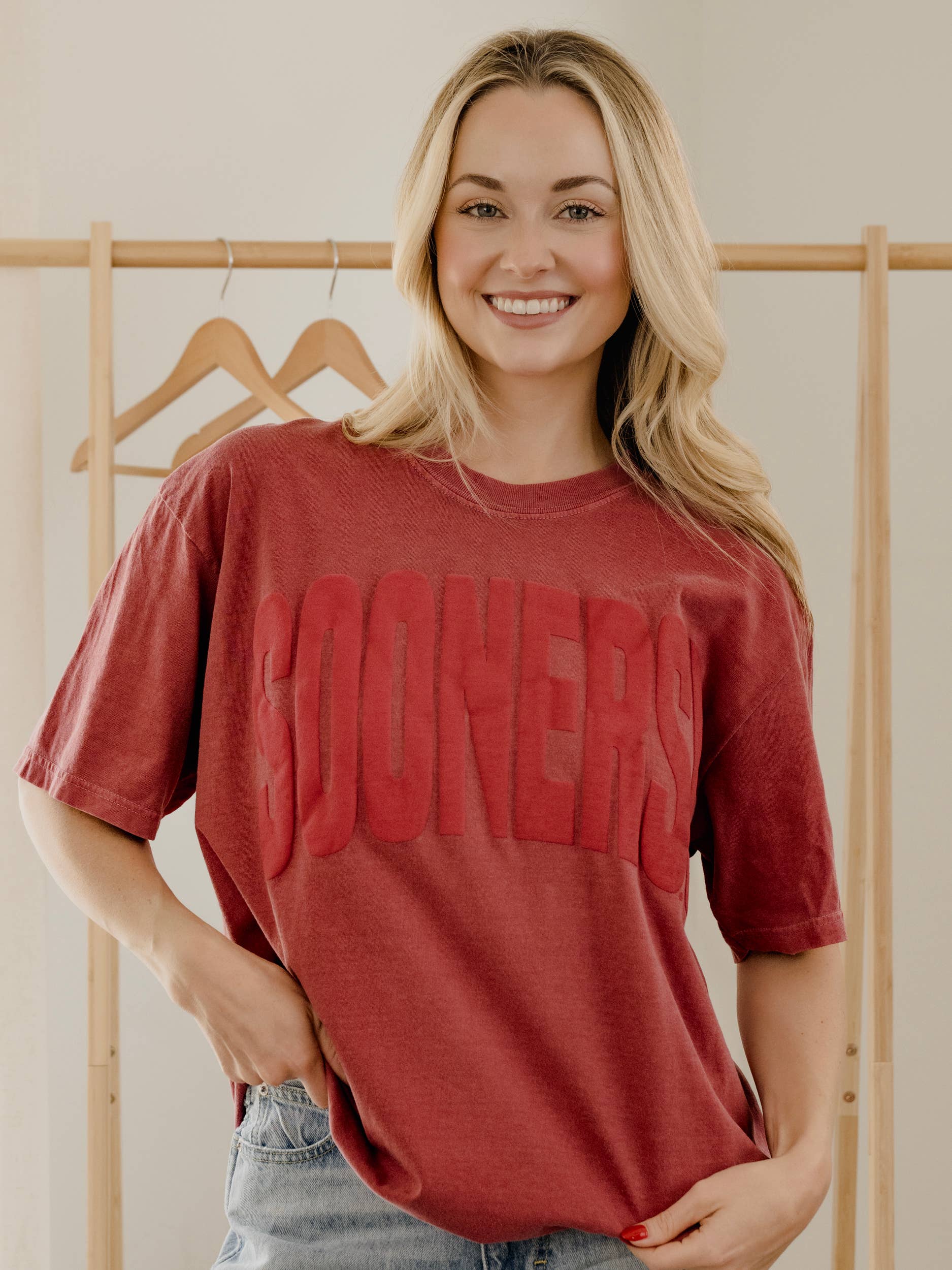 Ou Sooners Mono Puff Ink Crimson Comfort Colors Tee Hoodie, Sweatshirt | PodTeesHub.com