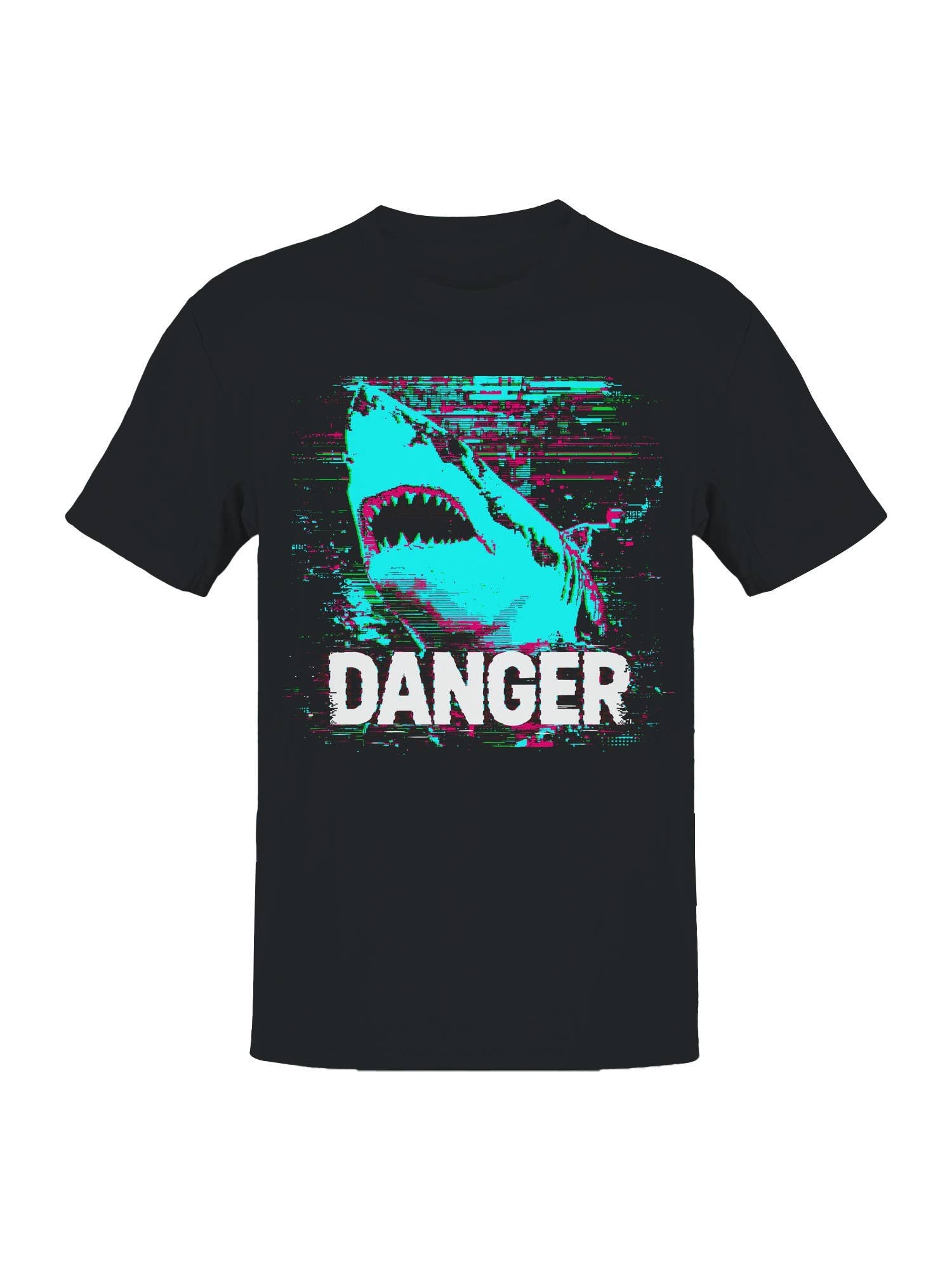 Distorted Shark Danger Alert Men's T-Shirt Hoodie, Sweatshirt | PodTeesHub.com