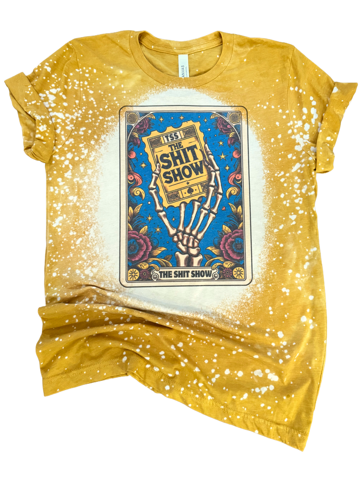 The Sh*T Show - Skeleton Tarot Card Bleached Tee Hoodie, Sweatshirt | PodTeesHub.com