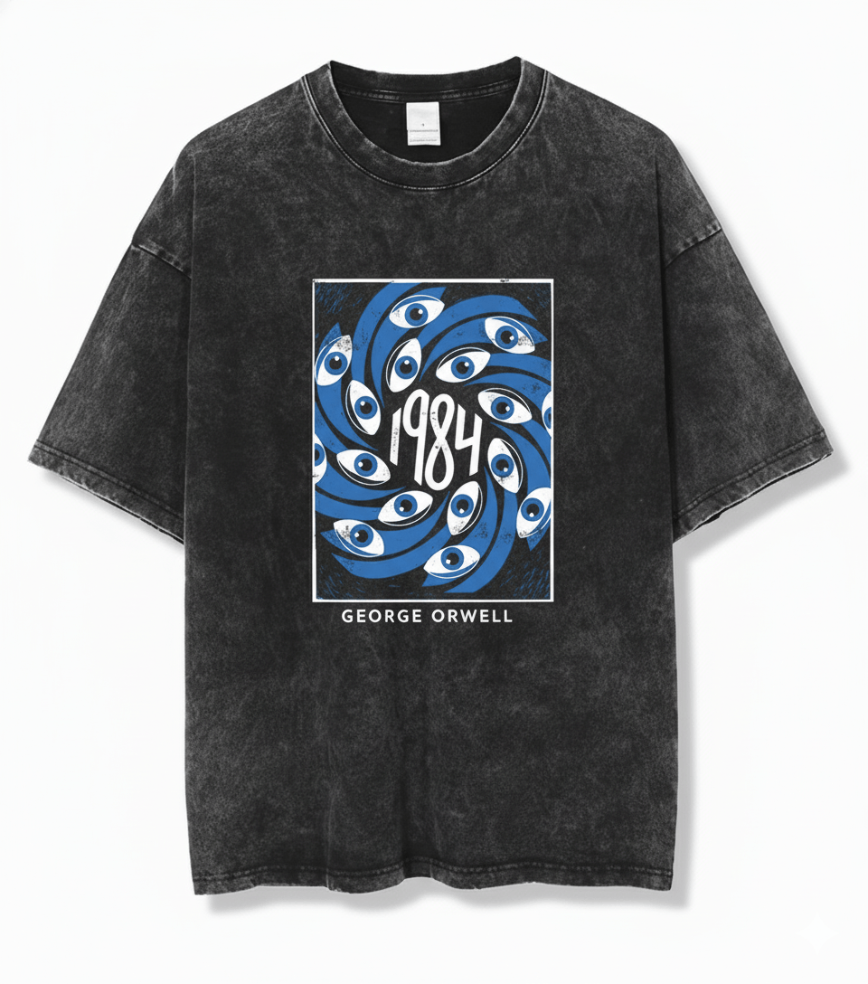 Other Y2k Street Goth Creepy Blue Eyeballs Print Washed T Shirt Hoodie, Sweatshirt | PodTeesHub.com
