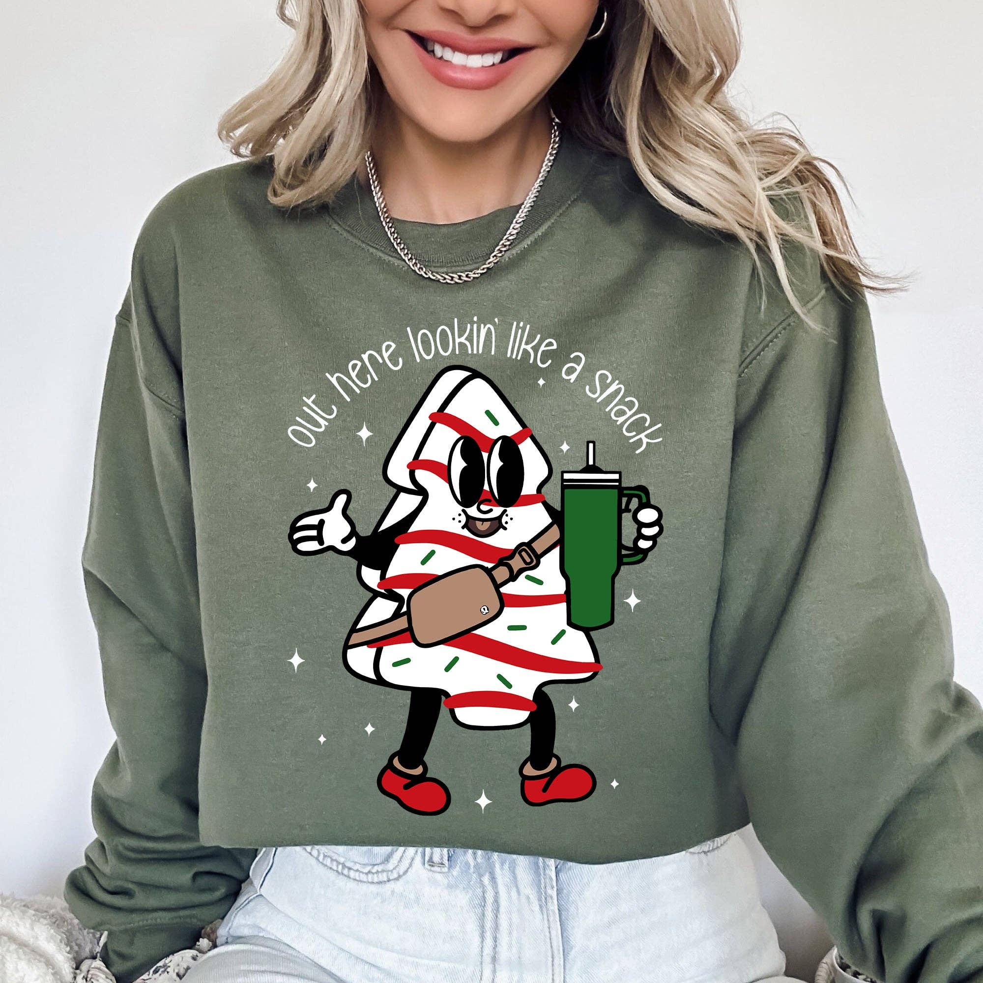 Out Here Looking Like A Snack, Christmas Cake Sweatshirt T-Shirts, Hoodie | PodTeesHub.com