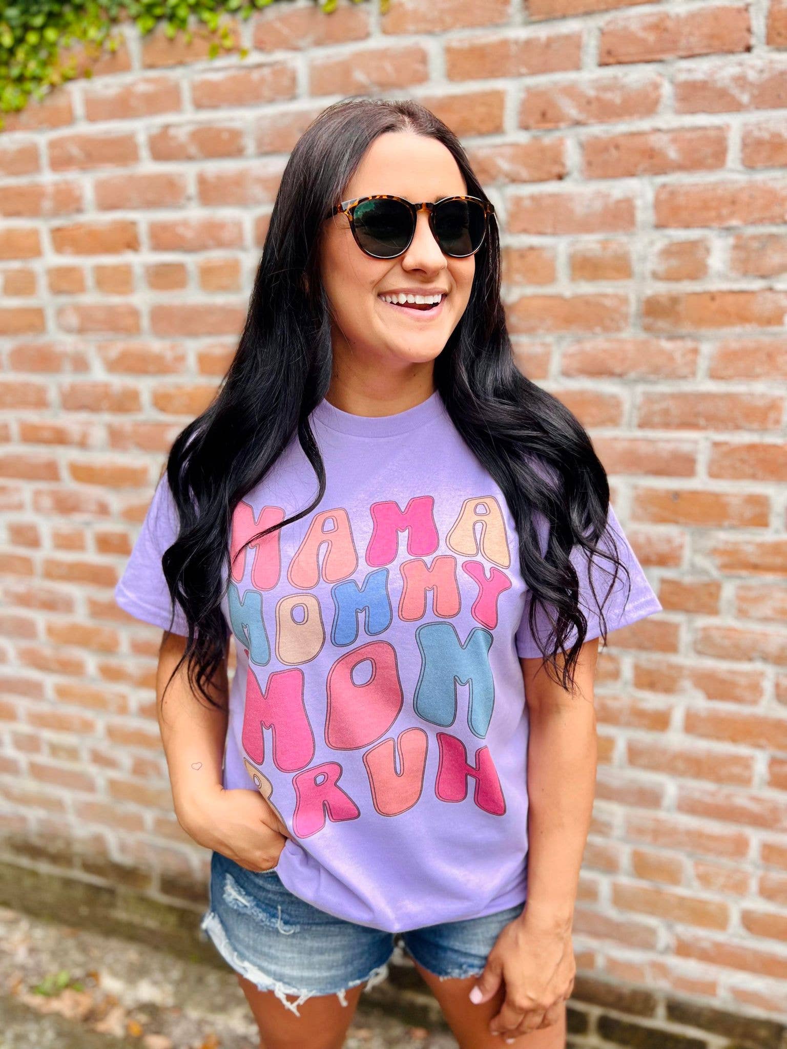 Mama Mommy Mom Bruh Lavender Graphic Tee Hoodie, Sweatshirt | PodTeesHub.com