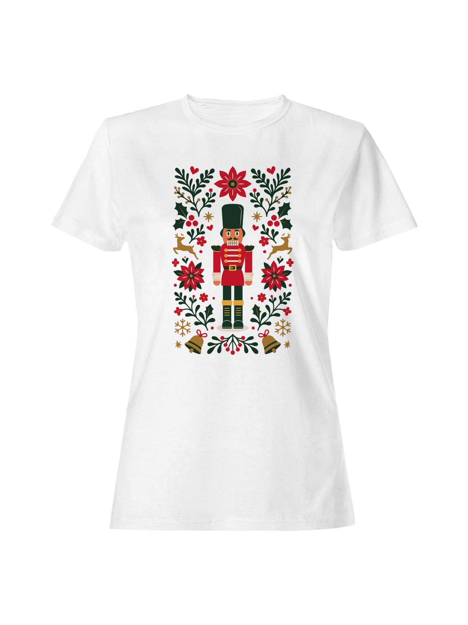 Festive Nutcracker and Florals Design Women's T-Shirt Hoodie, Sweatshirt | PodTeesHub.com