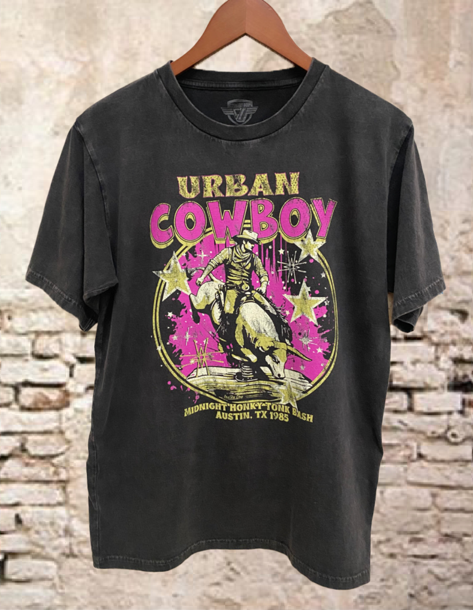 Urban Cowboy Austin Texas Bash Acid Wash Relaxed Tee Hoodie, Sweatshirt | PodTeesHub.com