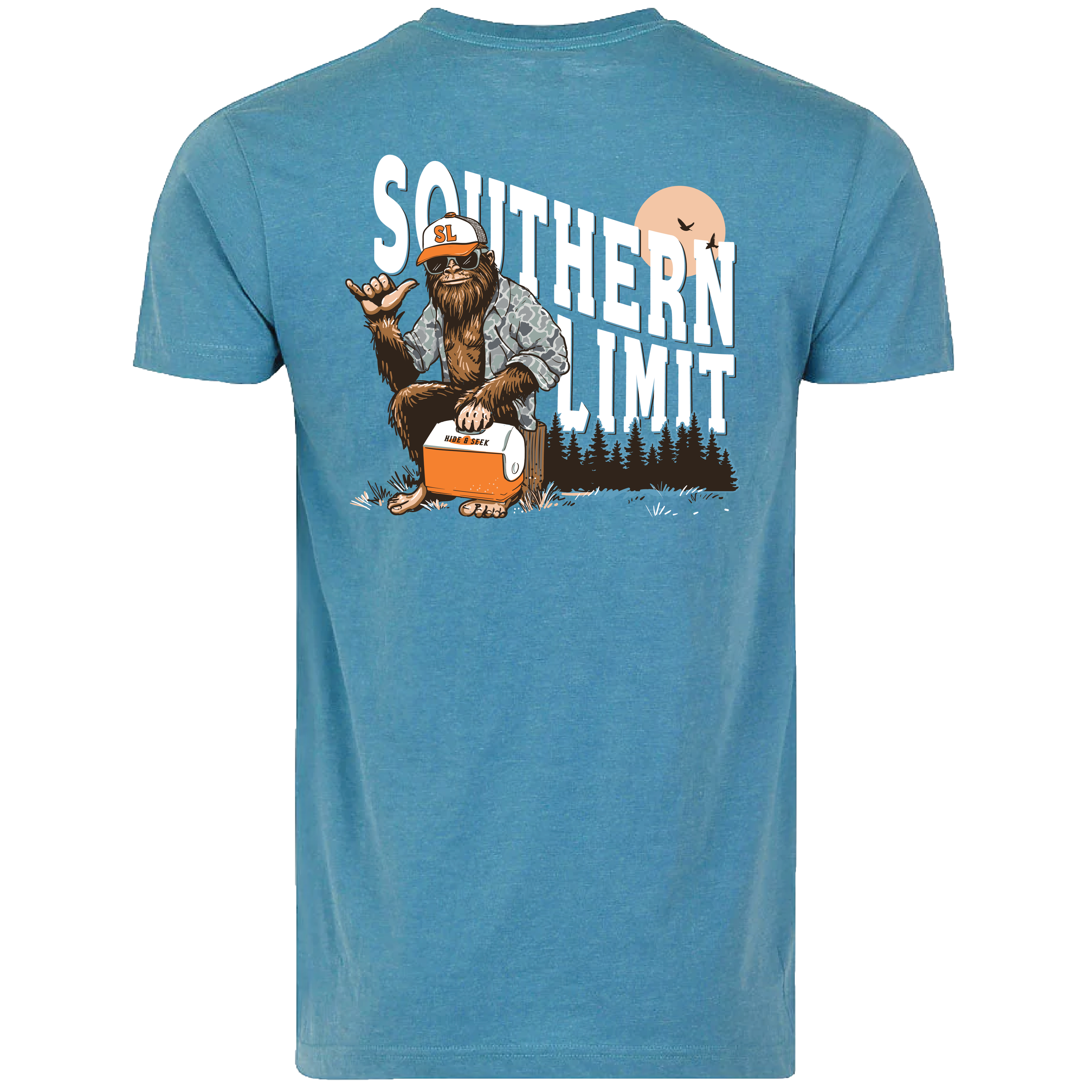 SL-134 Bigfoot Wearing Shirt - Lagoon Heather Hoodie, Sweatshirt | PodTeesHub.com