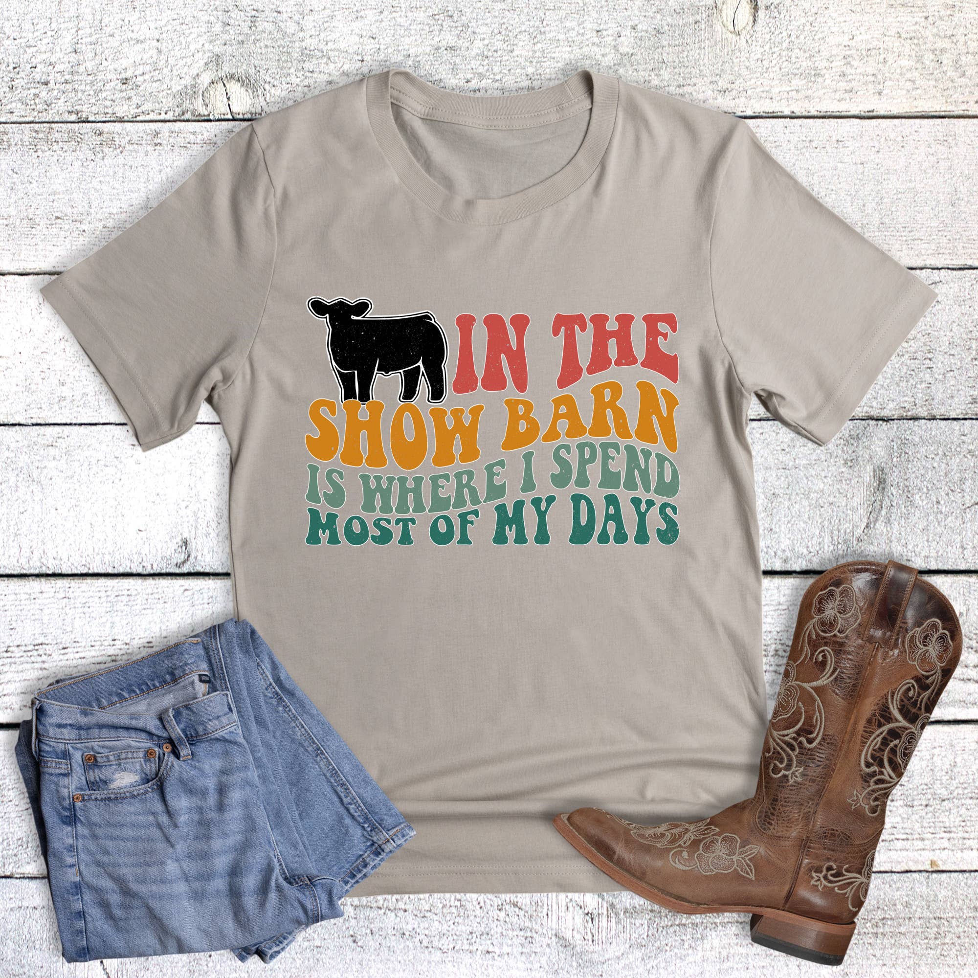 Stock Show Barn Cow Graphic Tee Hoodie, Sweatshirt | PodTeesHub.com