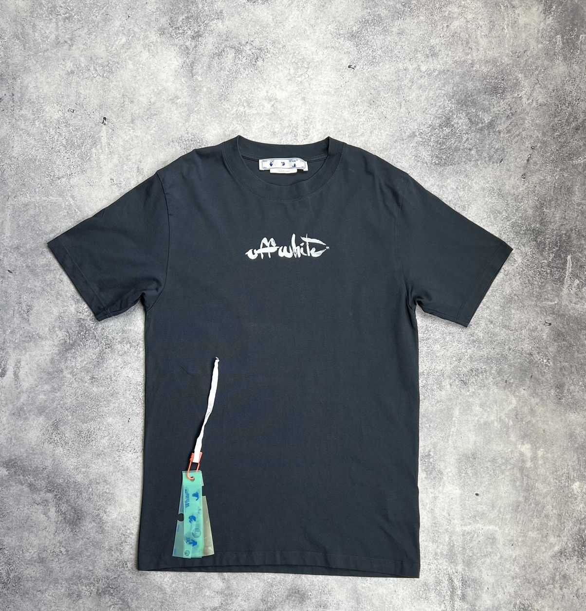 White Off White Navy Paint Arrow Slim Graphic Tee Hoodie, Sweatshirt | PodTeesHub.com