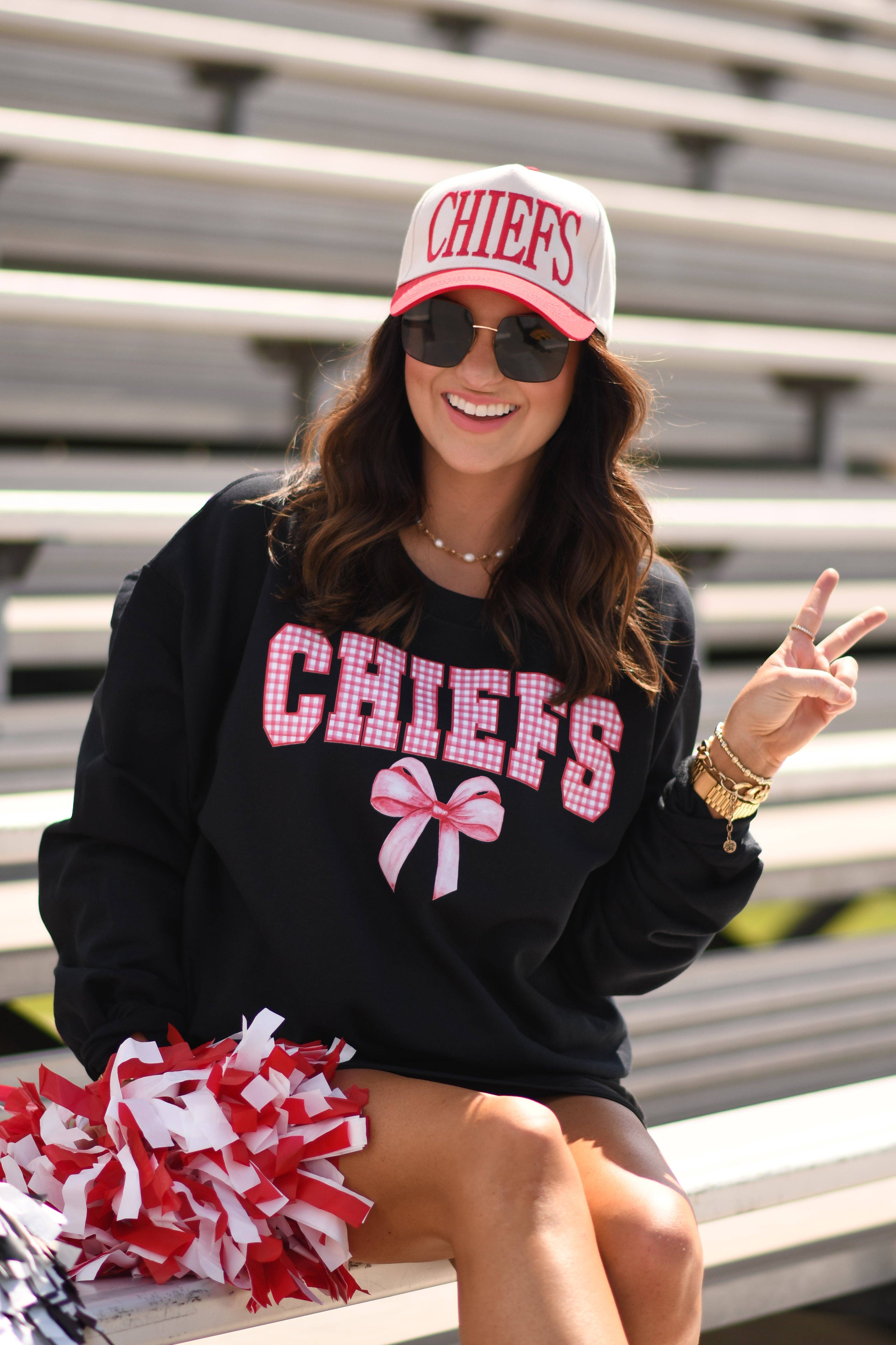 Chiefs Gingham Bow Sweatshirt T-Shirts, Hoodie | PodTeesHub.com