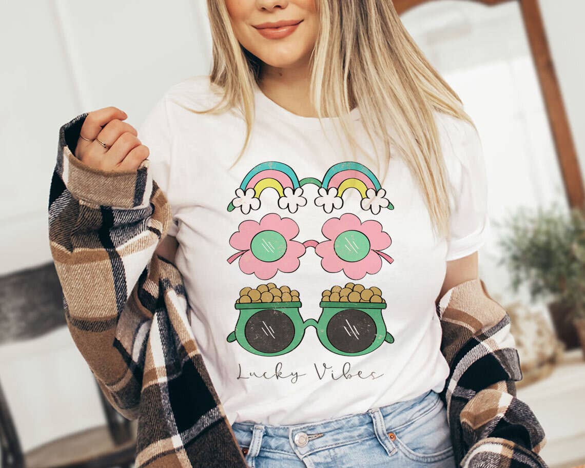 St Patricks Day - Lucky Vibes Gold Rainbow Shirt Hoodie, Sweatshirt | PodTeesHub.com