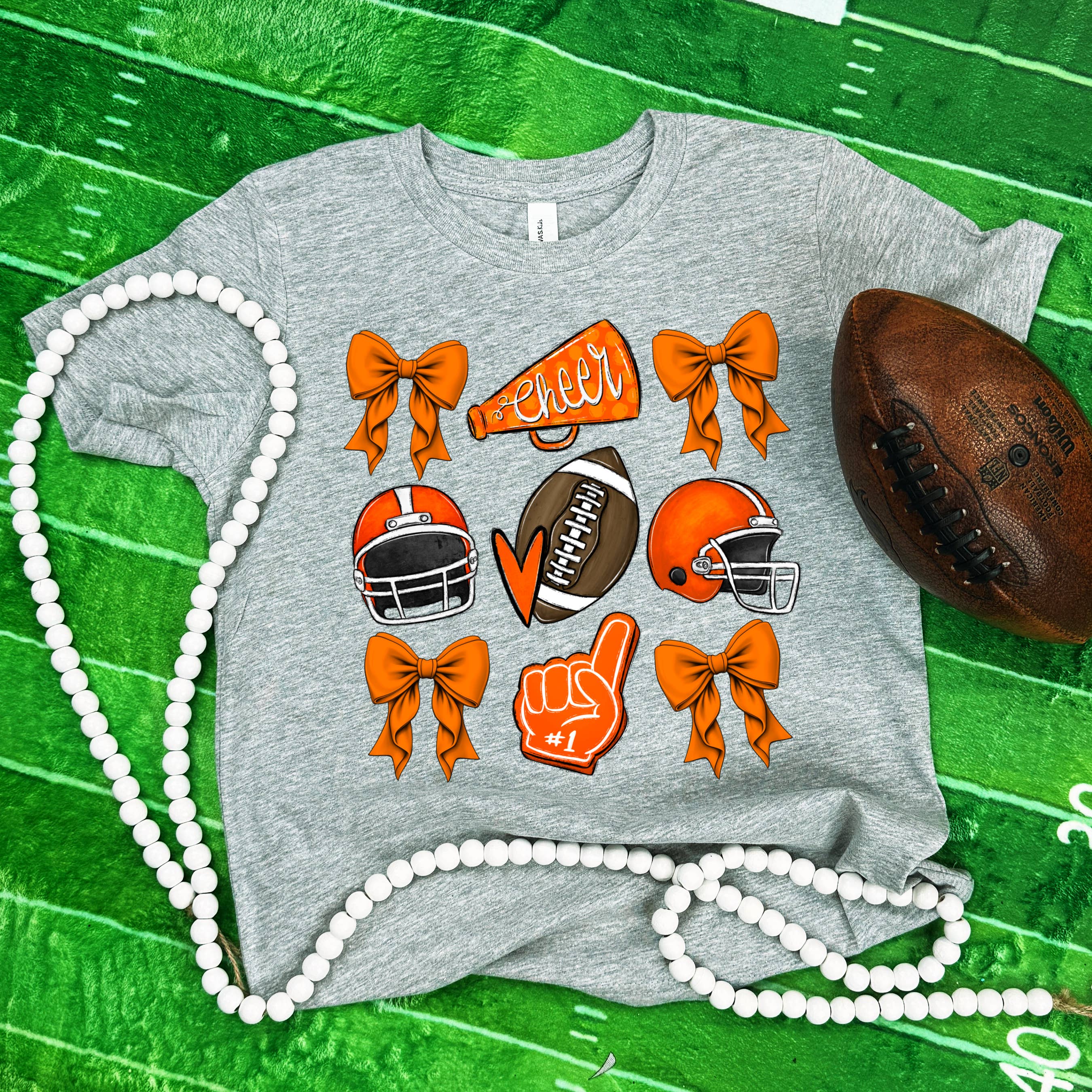 Orange Cheer Bows Youth Everyday Athletic Heather Tee Hoodie, Sweatshirt | PodTeesHub.com