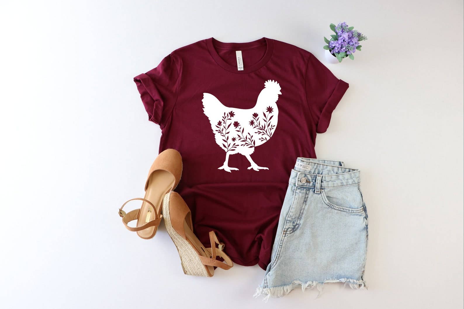 Floral Chicken T-Shirt Hoodie, Sweatshirt | PodTeesHub.com