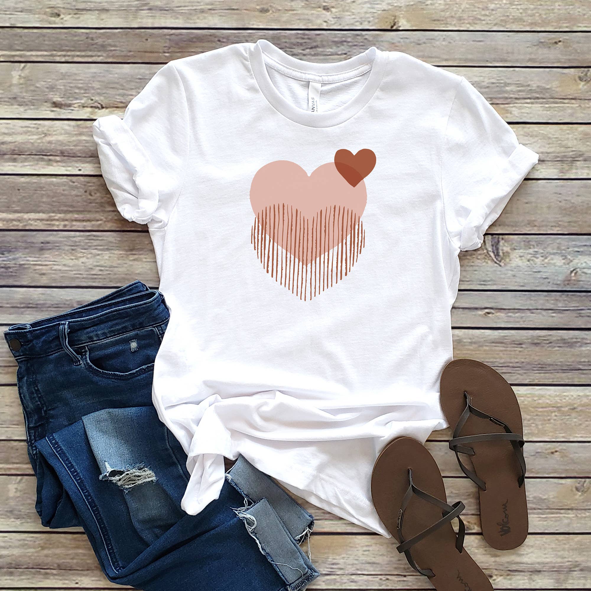 Boho Double Heart Tee | Sizes XS-2XL Hoodie, Sweatshirt | PodTeesHub.com