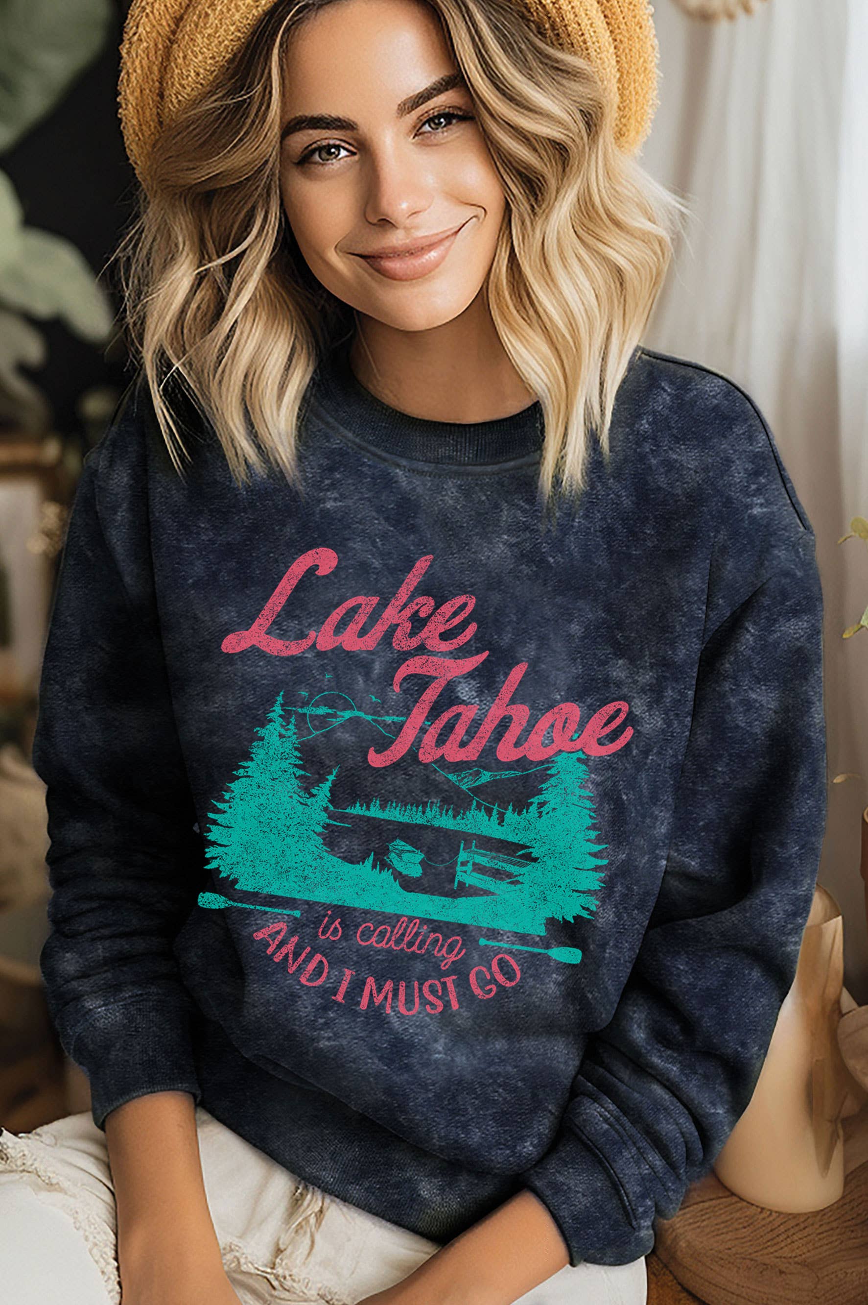 Lake Tahoe Is Cal Graphic Mineral Brushed Sweatshirt T-Shirts, Hoodie | PodTeesHub.com