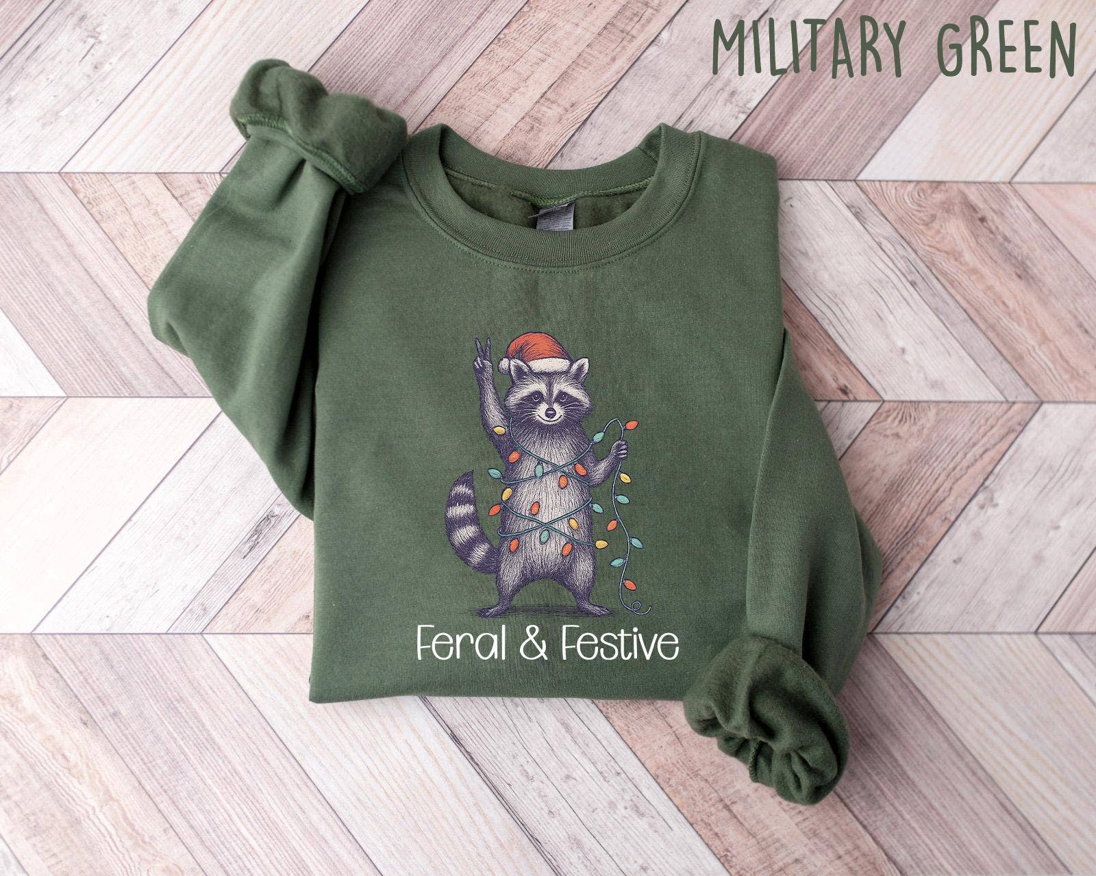 Festive Raccoon Christmas Shirt Hoodie, Sweatshirt | PodTeesHub.com