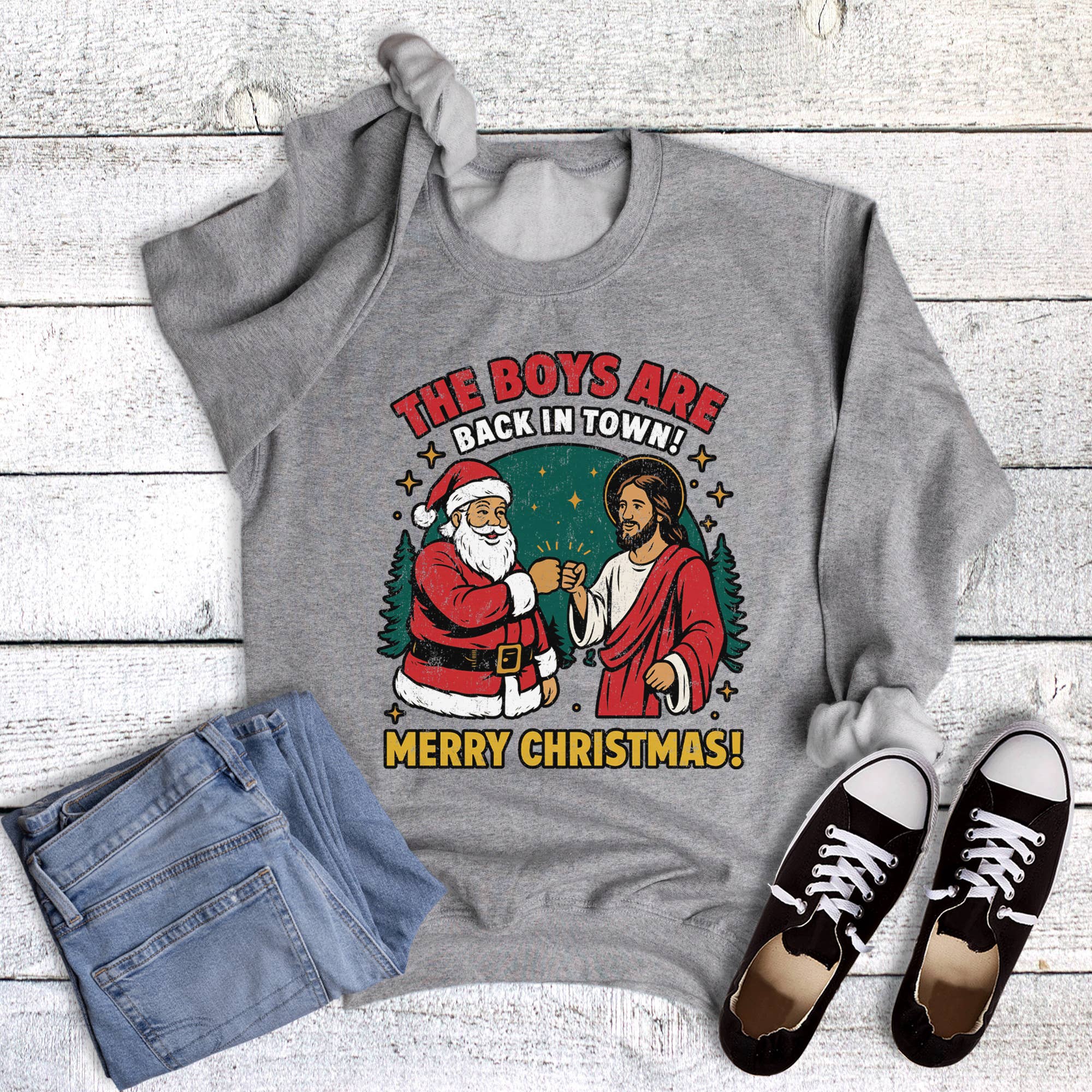 Funny Christmas the Boys Are Back in Town Sweatshirt T-Shirts, Hoodie | PodTeesHub.com