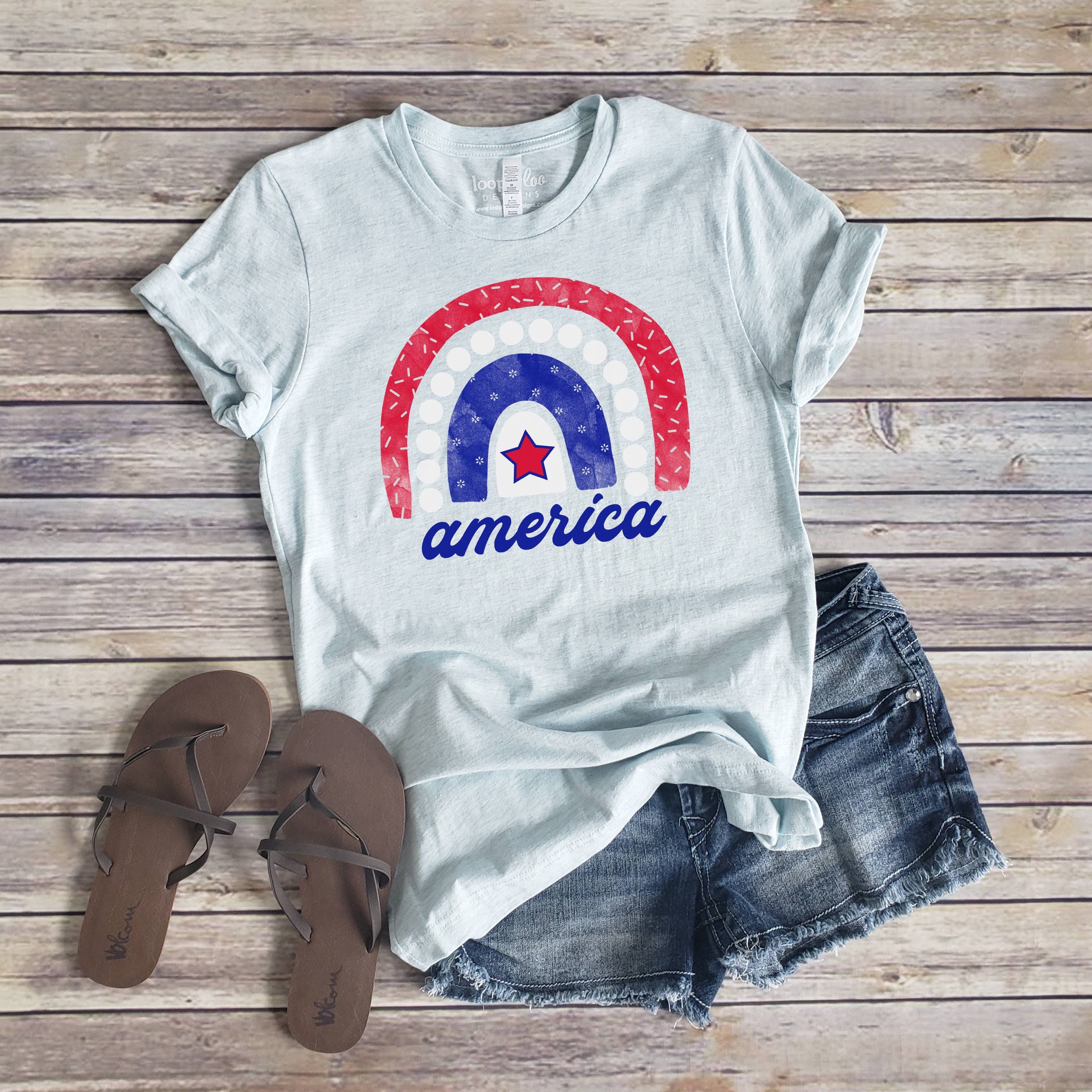 America Rainbow Tee | Sizes XS-2XL Hoodie, Sweatshirt | PodTeesHub.com