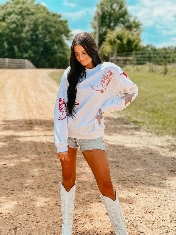 Western Boots and Stars Glitter Vinyl Sweatshirt T-Shirts, Hoodie | PodTeesHub.com