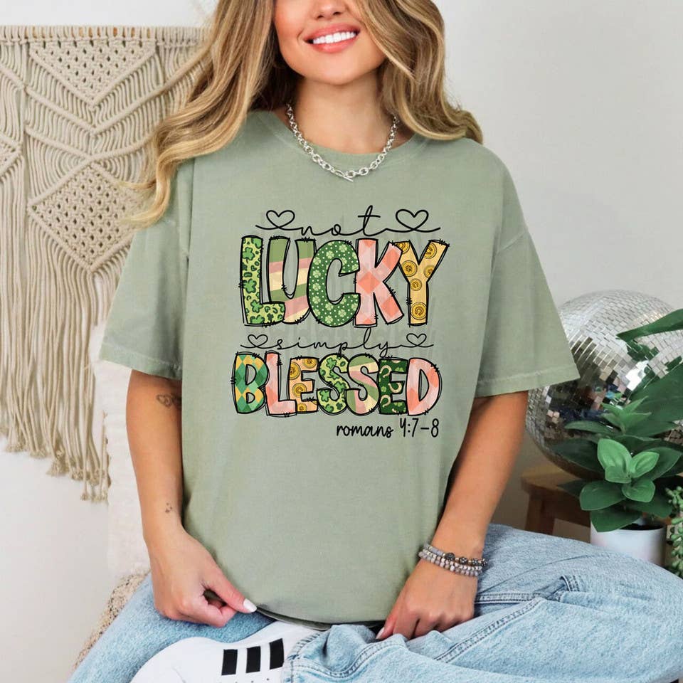 Not Lucky Simply Blessed Patterned Tee Hoodie, Sweatshirt | PodTeesHub.com