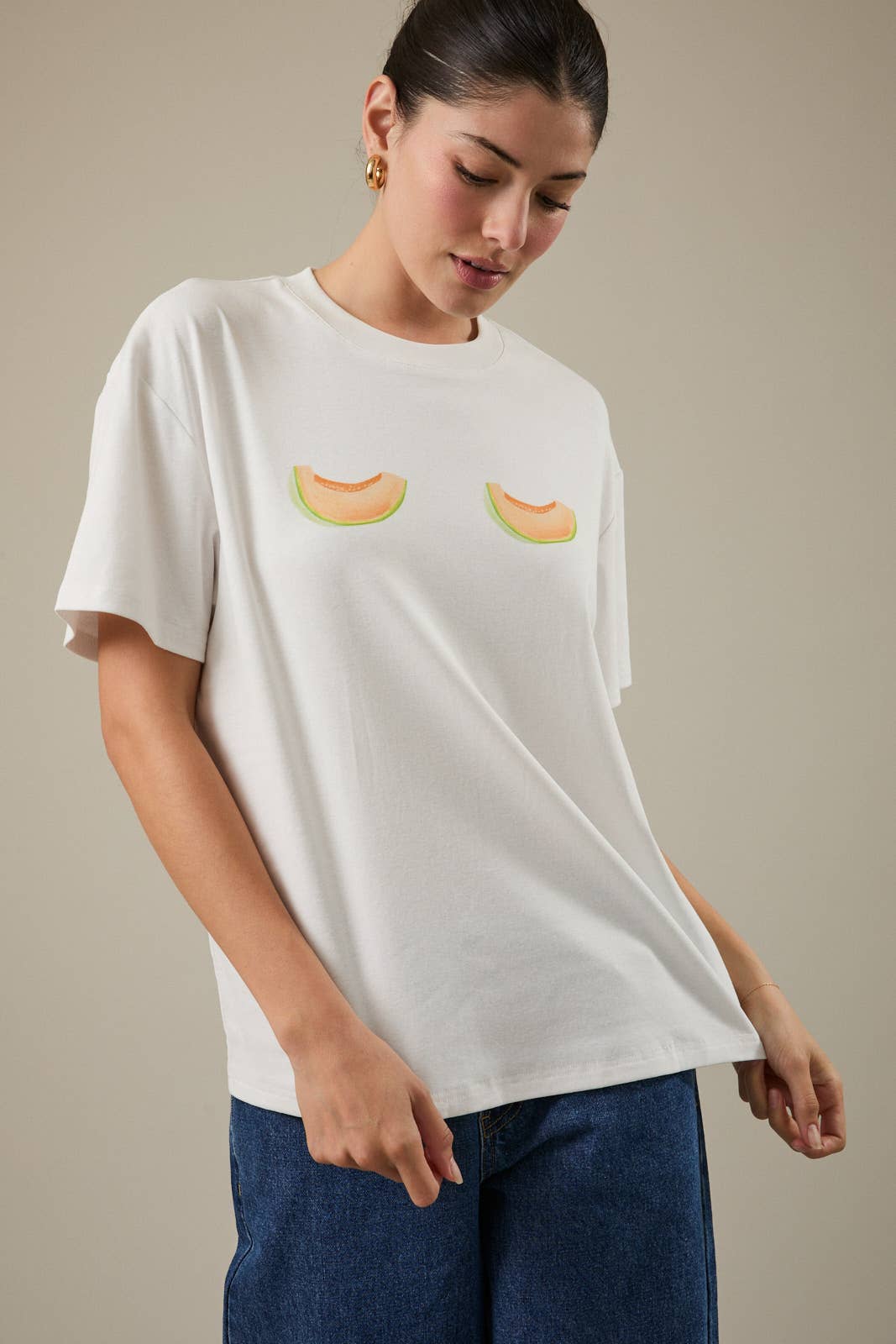 Round Neck "Melon" Graphic Print T-Shirt Hoodie, Sweatshirt | PodTeesHub.com