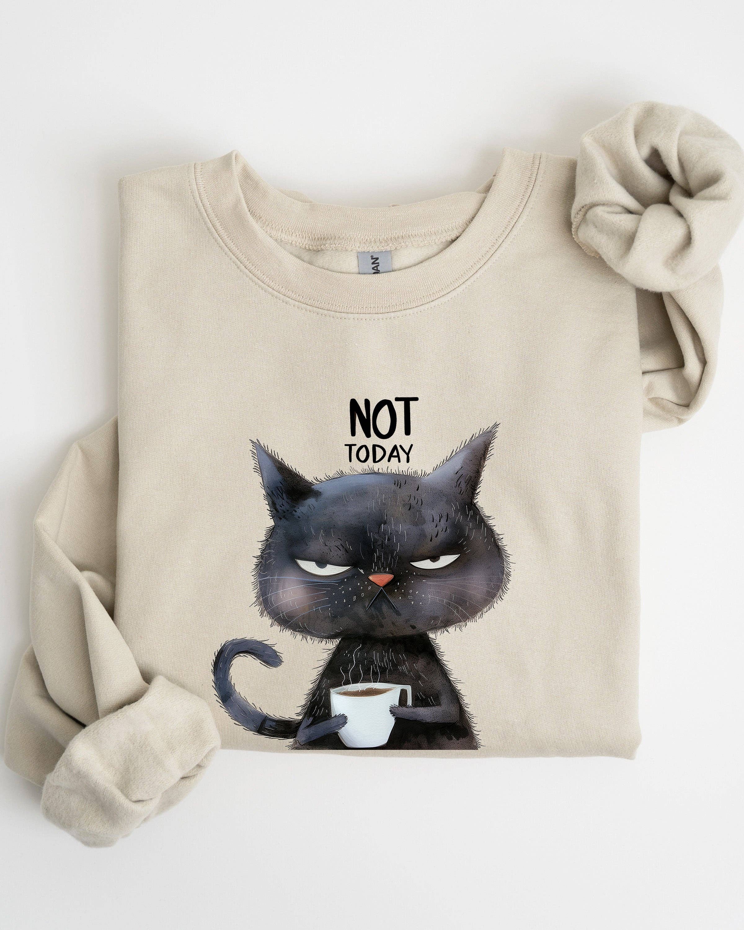 Not Today, Cat, Grumpy, Coffee, Funny, Meme Sweatshirt T-Shirts, Hoodie | PodTeesHub.com