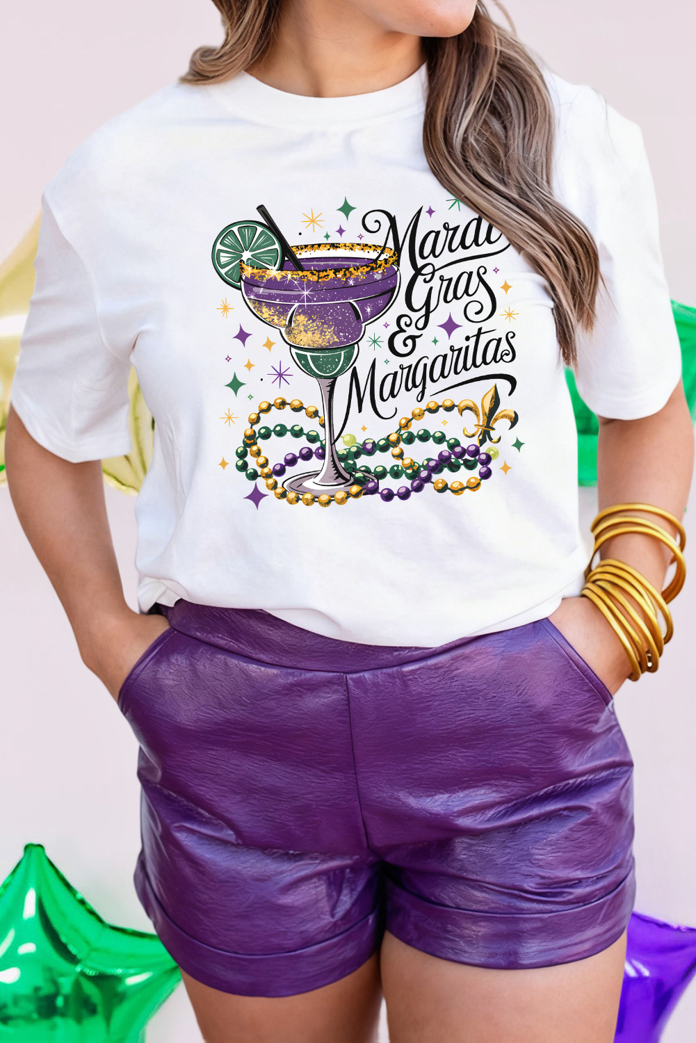 Mardi Gras Margaritas Cheerful Graphic Tee (S-3XL) Hoodie, Sweatshirt | PodTeesHub.com