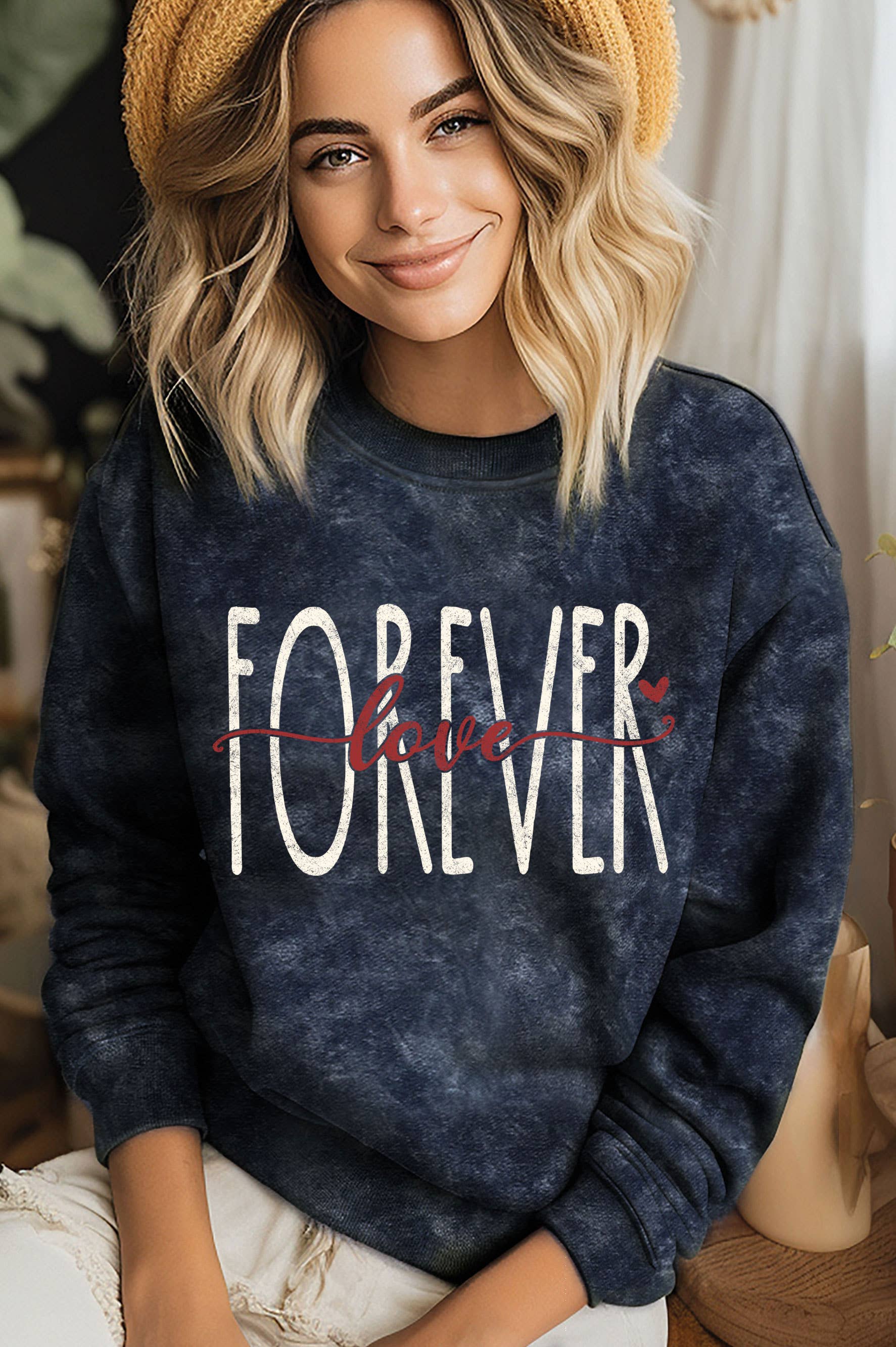 Forever Love Valentine's Mineral Graphic Brushed Sweatshirt T-Shirts, Hoodie | PodTeesHub.com
