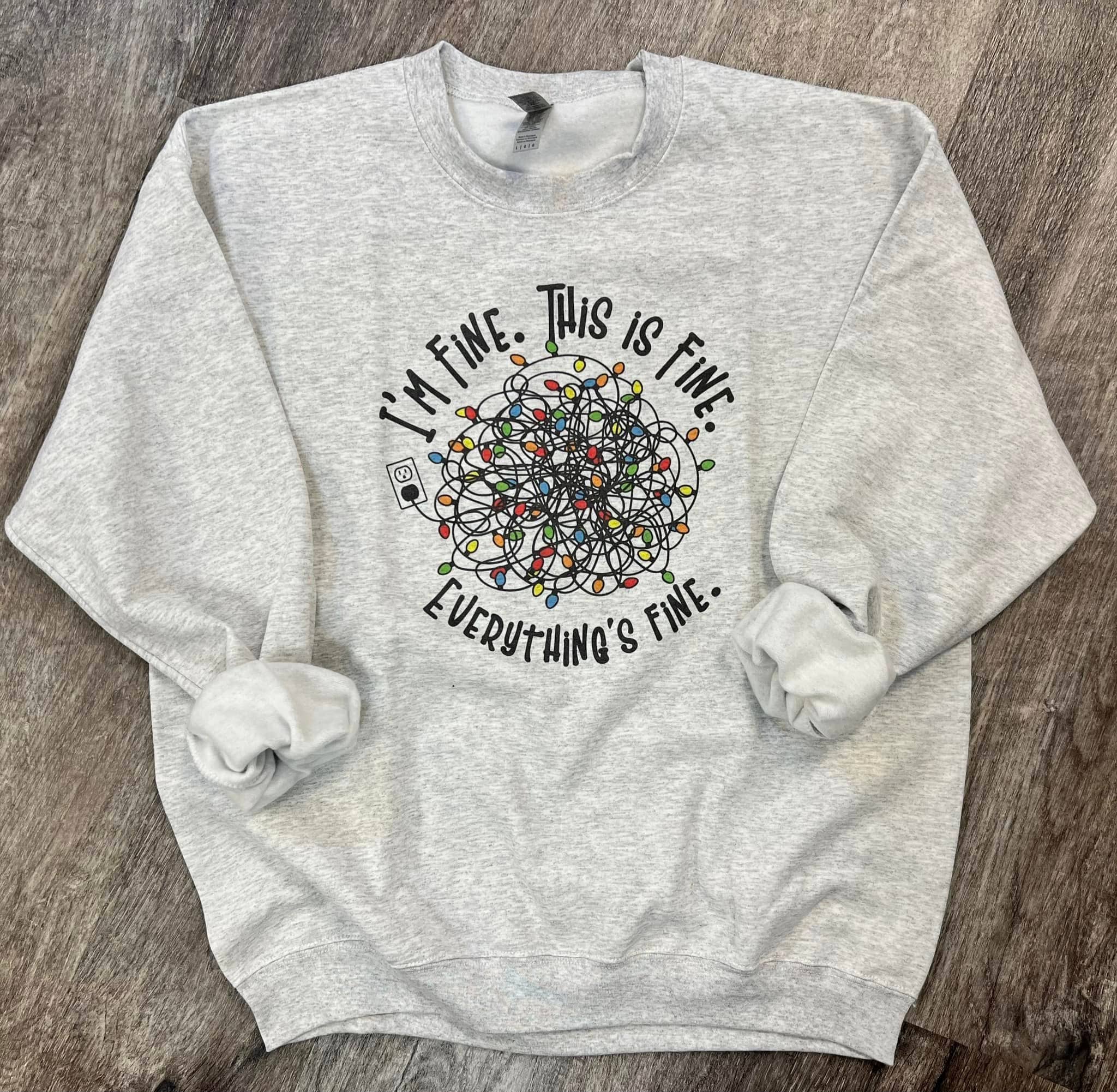 Christmas Lights This Is Fine Sweatshirt On Ash Gray T-Shirts, Hoodie | PodTeesHub.com