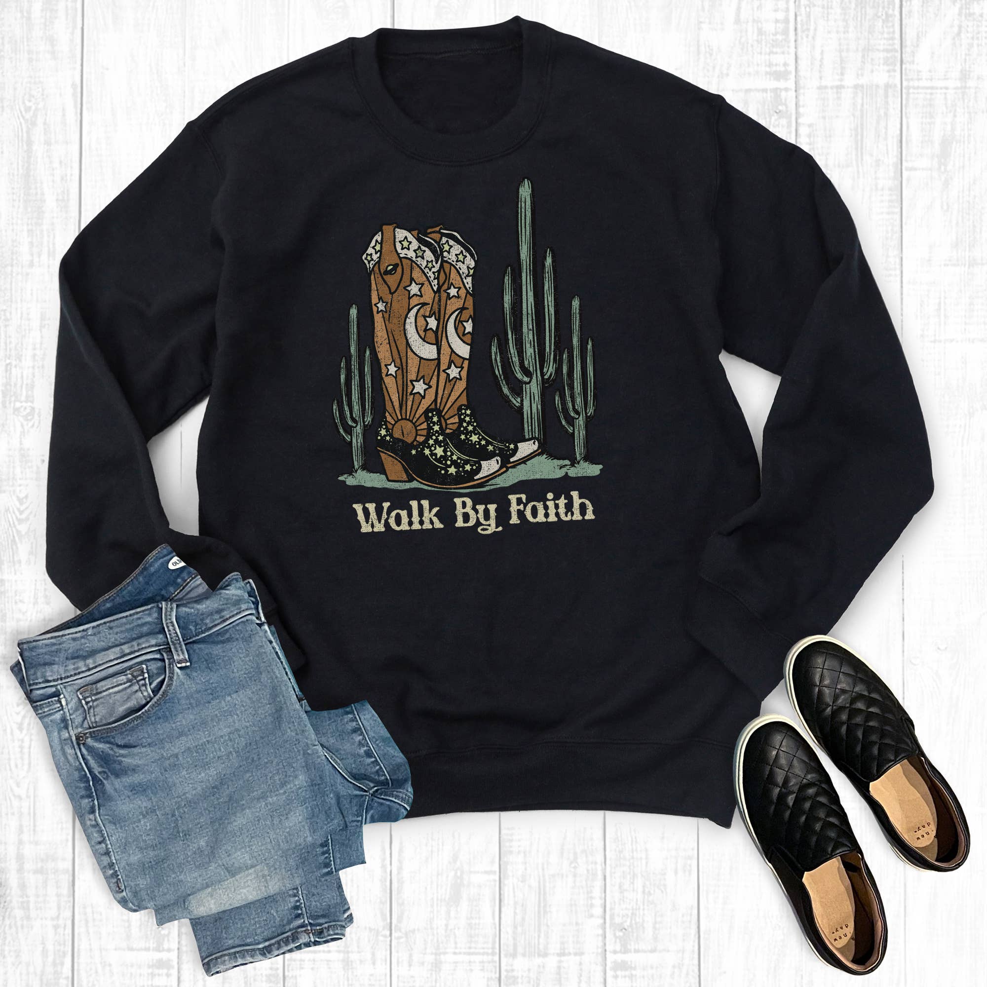 Western Walk By Faith Sweatshirt T-Shirts, Hoodie | PodTeesHub.com
