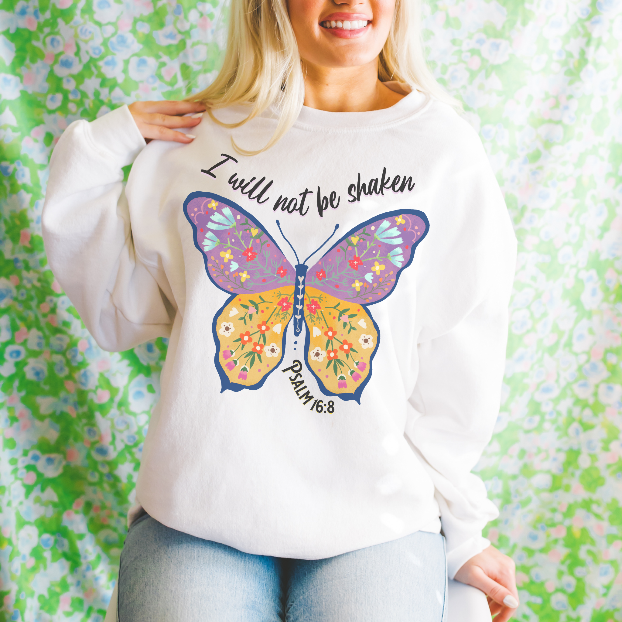 I Will Not Be Shaken Religious Graphic Tee Crewneck Hoodie, Sweatshirt | PodTeesHub.com