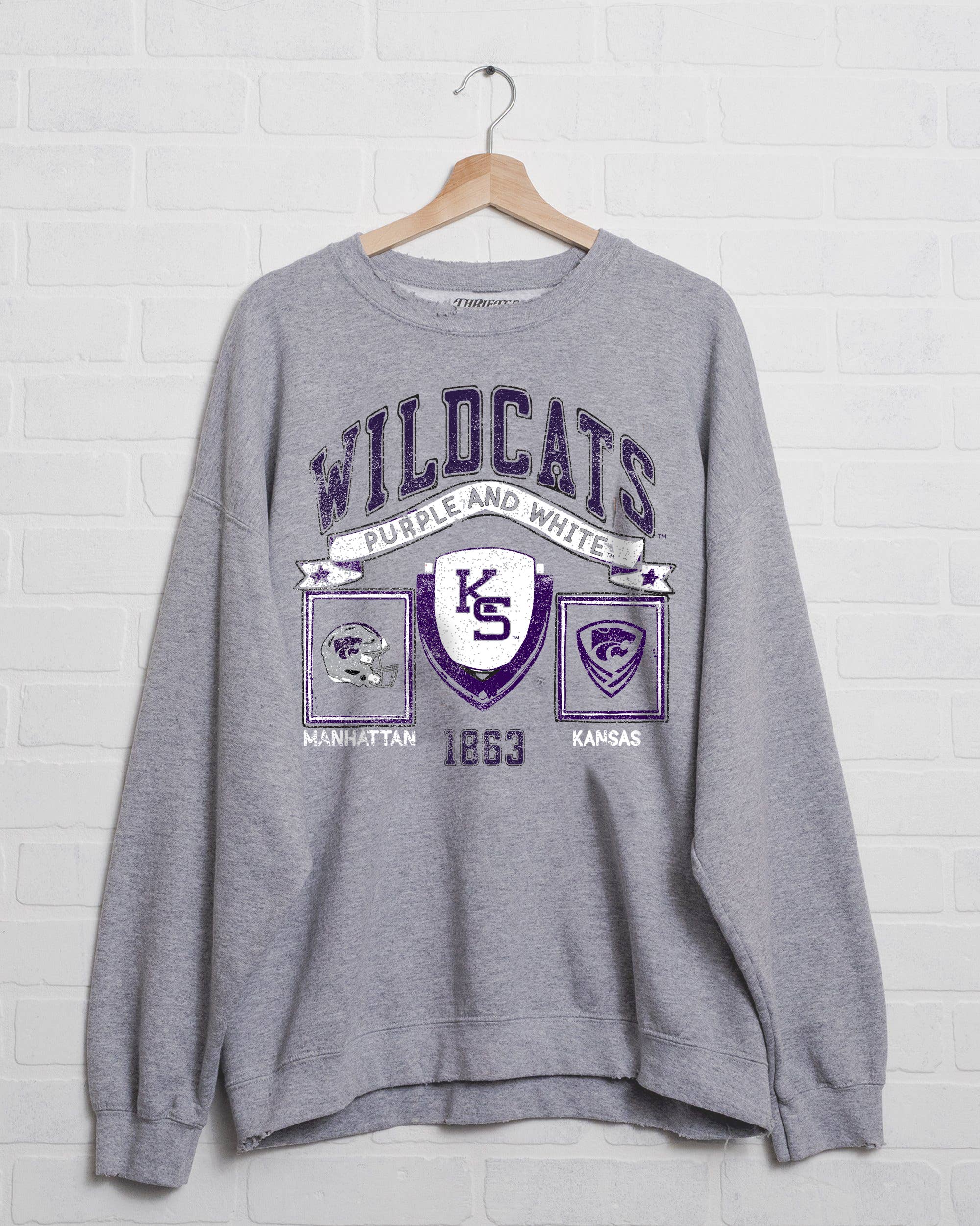 Kansas State Wildcats Prep Patch Gray Thrifted Sweatshirt T-Shirts, Hoodie | PodTeesHub.com