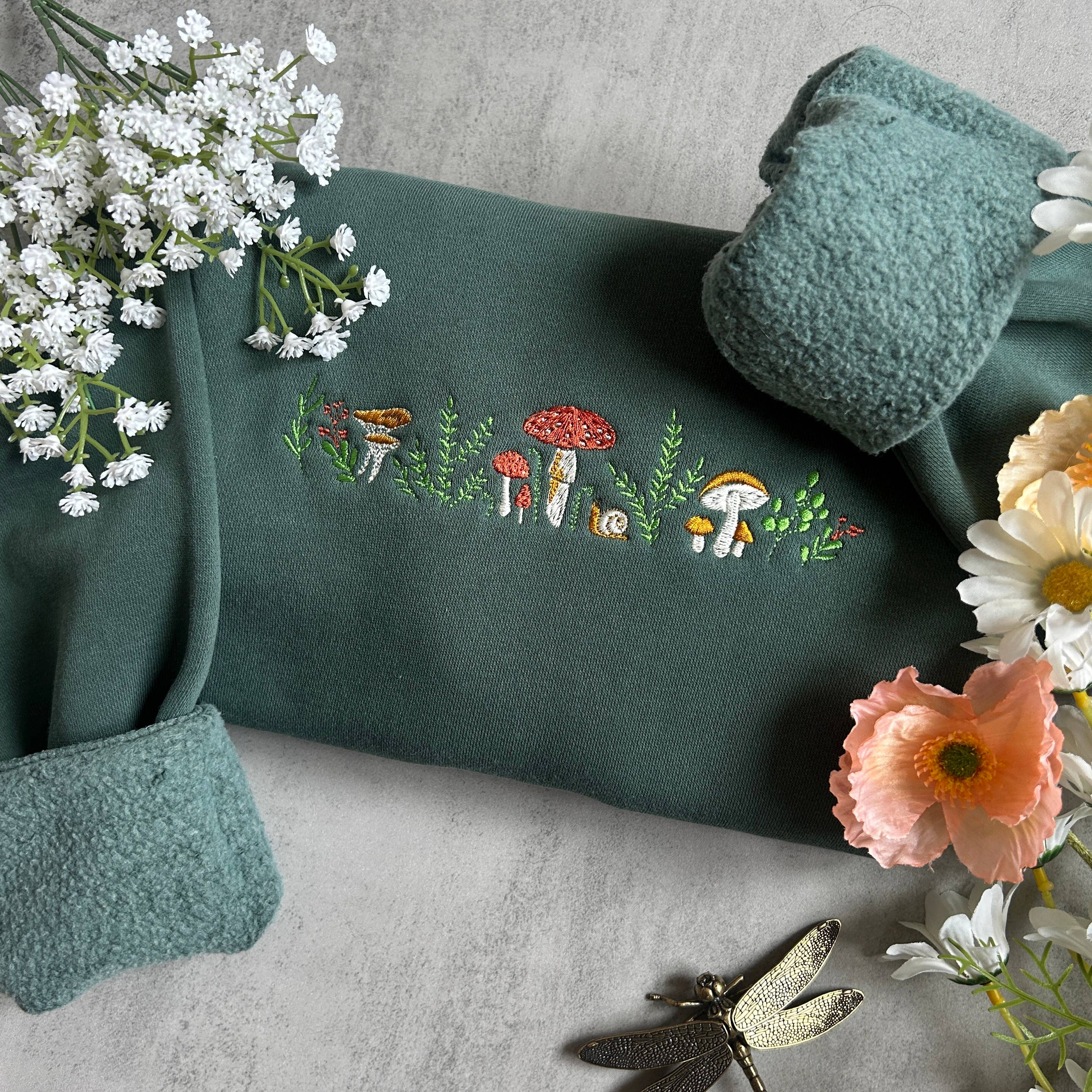 Embroidered Mushroom Outdoorsy Plant Sweatshirt T-Shirts, Hoodie | PodTeesHub.com