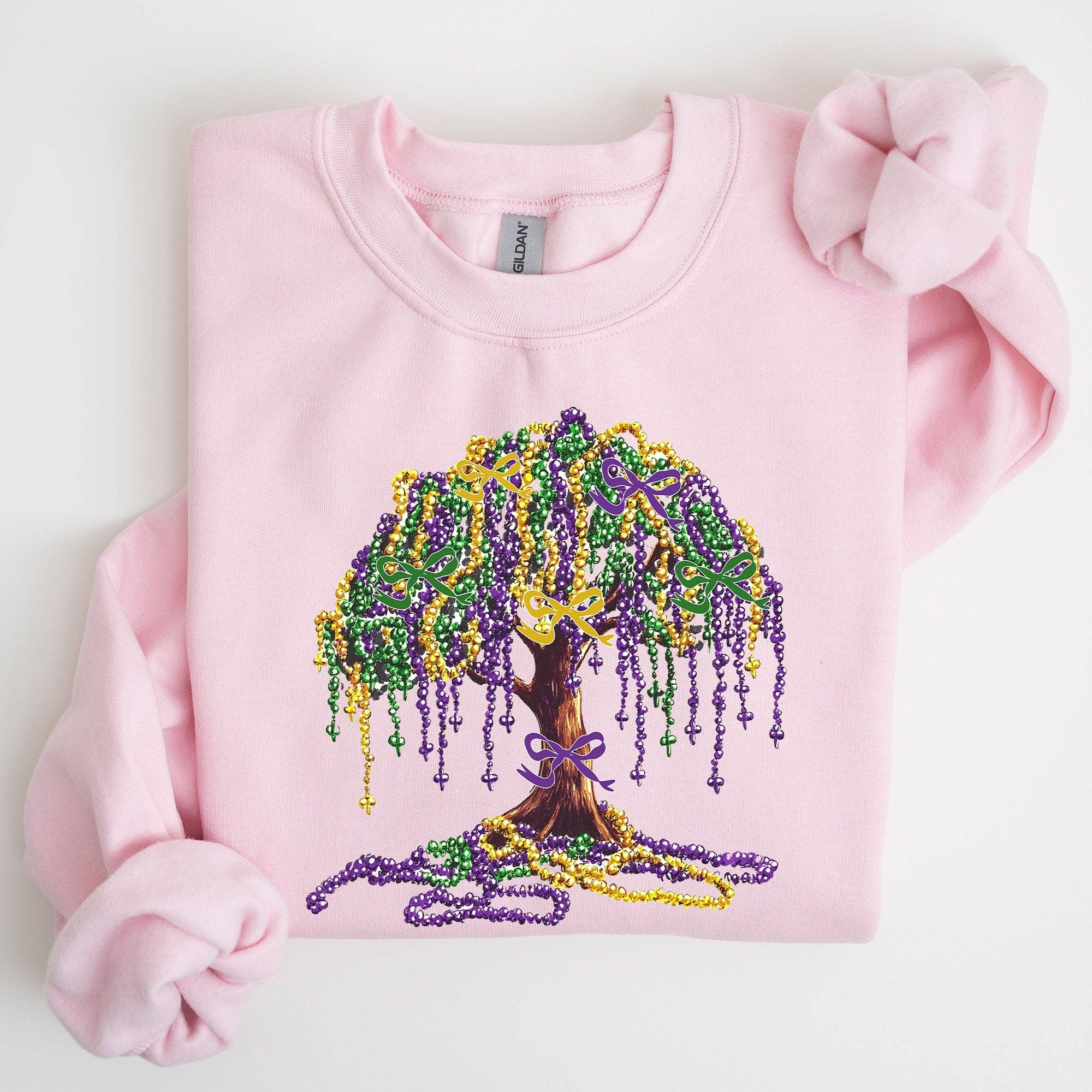 Mardi Gras, Bead Tree, Coquette Fleur De Lis Sweatshirt T-Shirts, Hoodie | PodTeesHub.com