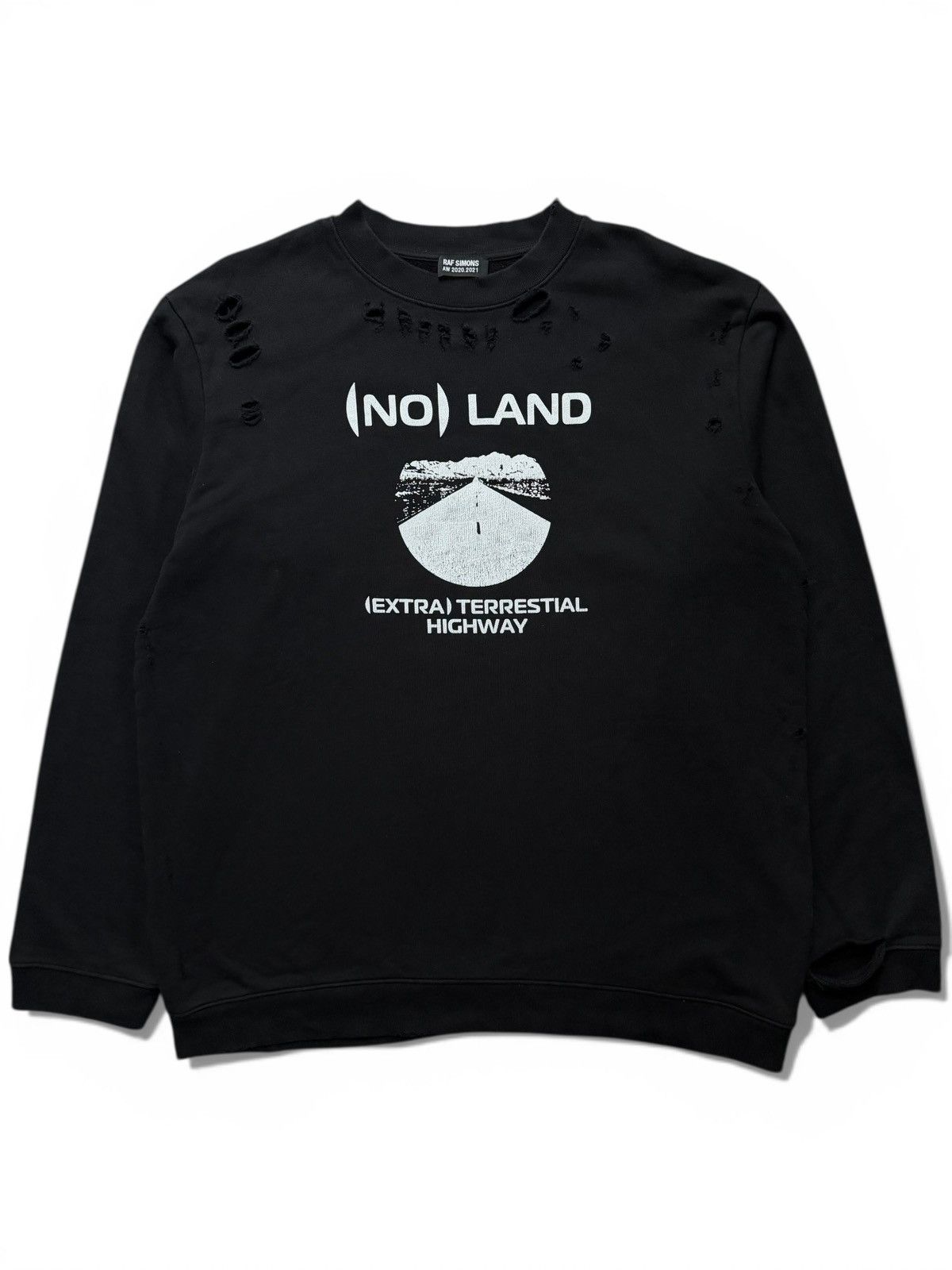 Simons Raf Simons No Land Distressed T-Shirts, Hoodie, Sweatshirt