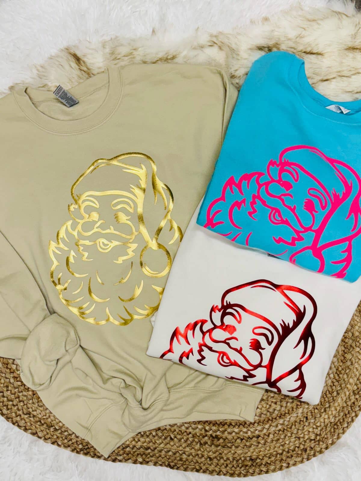 Vintage Santa Claus Puff Outline Sweatshirt T-Shirts, Hoodie | PodTeesHub.com