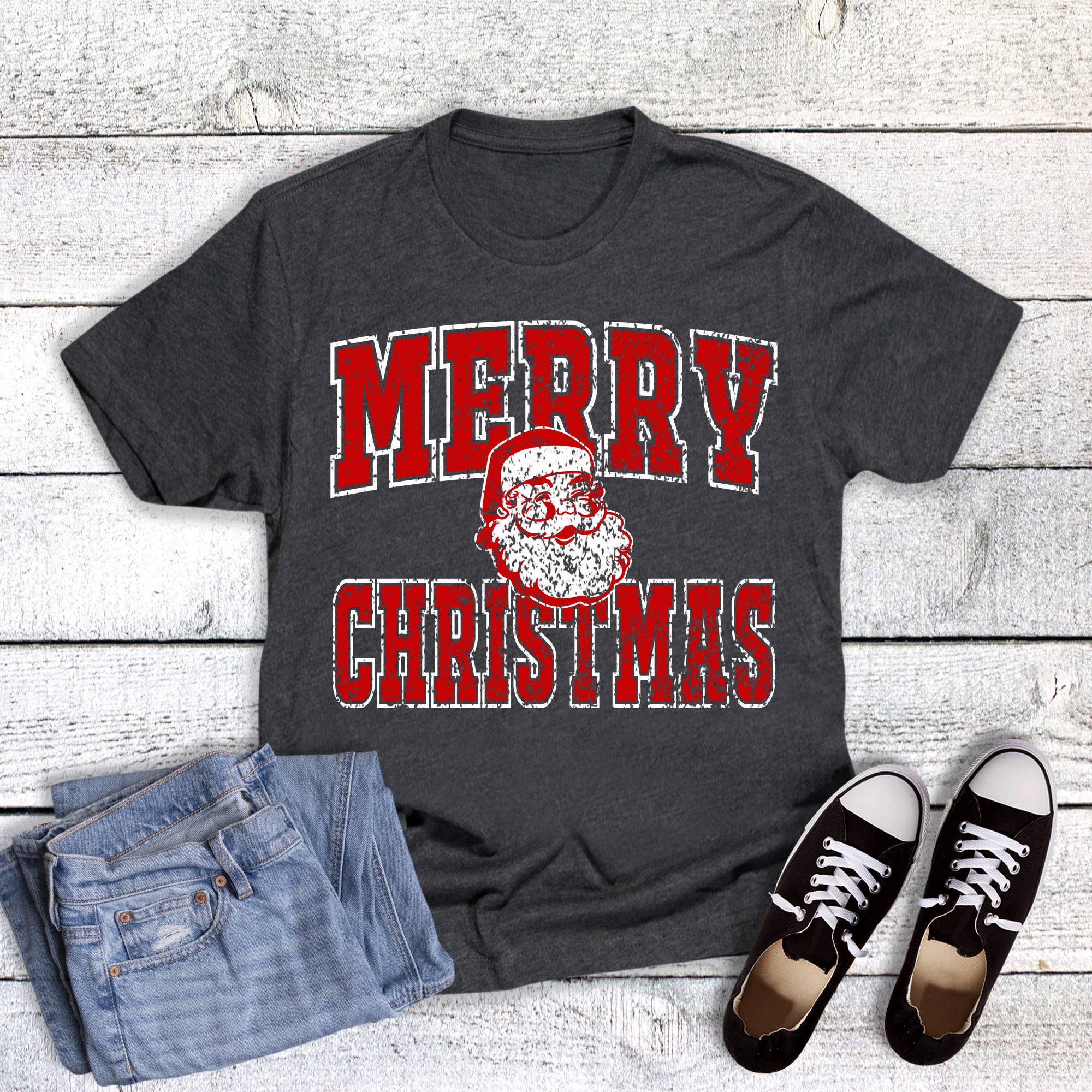 Christmas Retro Santa Merry Graphic Tee Hoodie, Sweatshirt | PodTeesHub.com