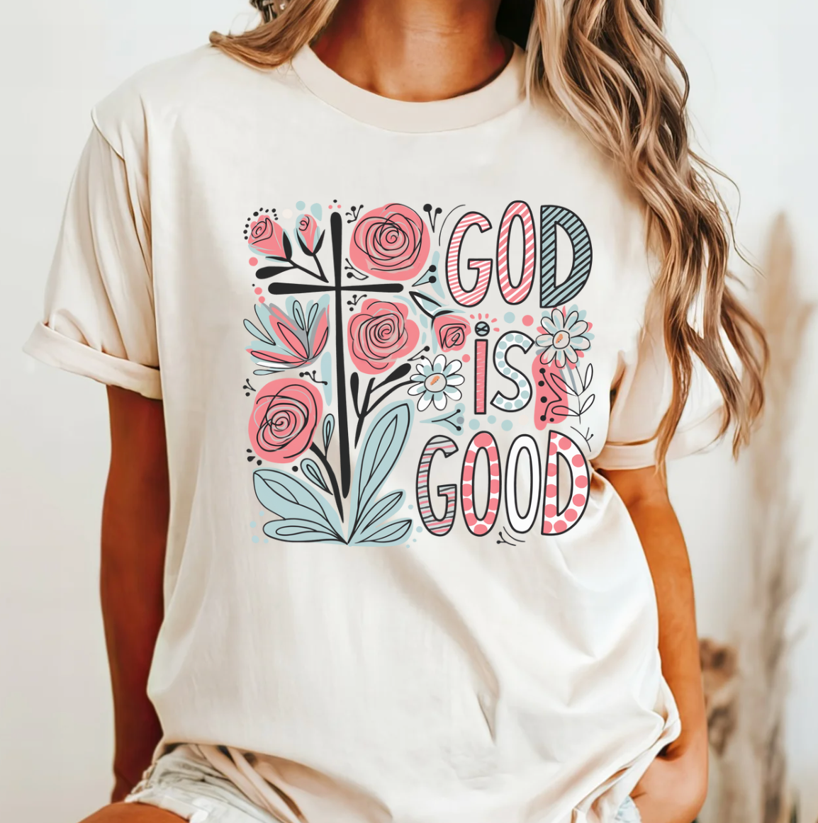 God Is Good Floral Tee Hoodie, Sweatshirt | PodTeesHub.com