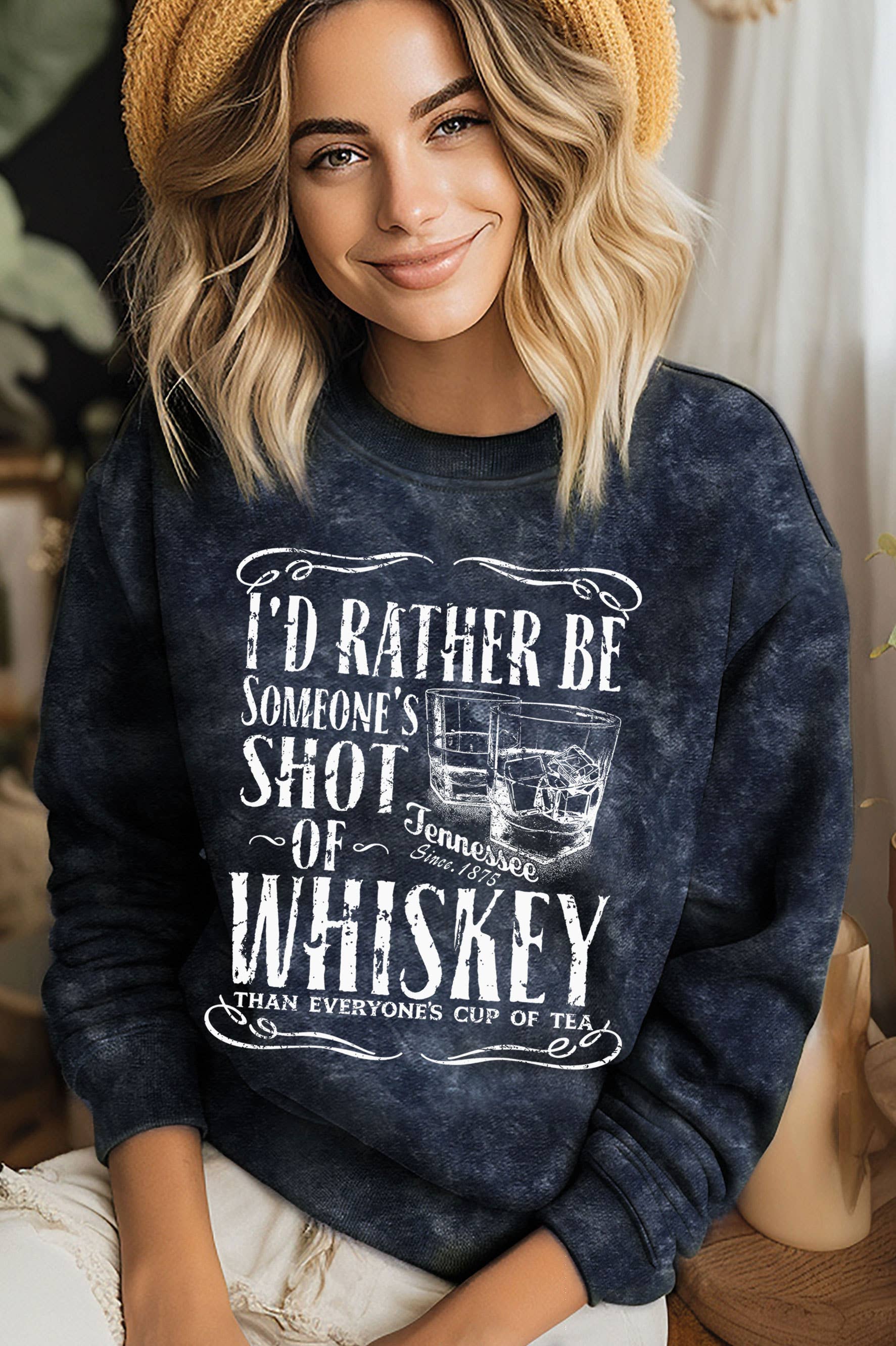 Shot of Tennessee Whiskey Graphic Mineral Brushed Sweatshirt T-Shirts, Hoodie | PodTeesHub.com