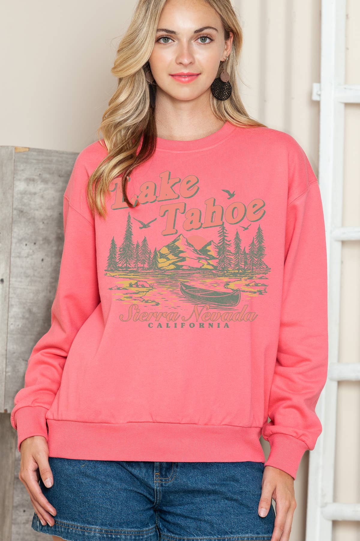 Women Lake Tahoe Graphic Print Pullover Sweater T-Shirts, Hoodie, Sweatshirt | PodTeesHub.com