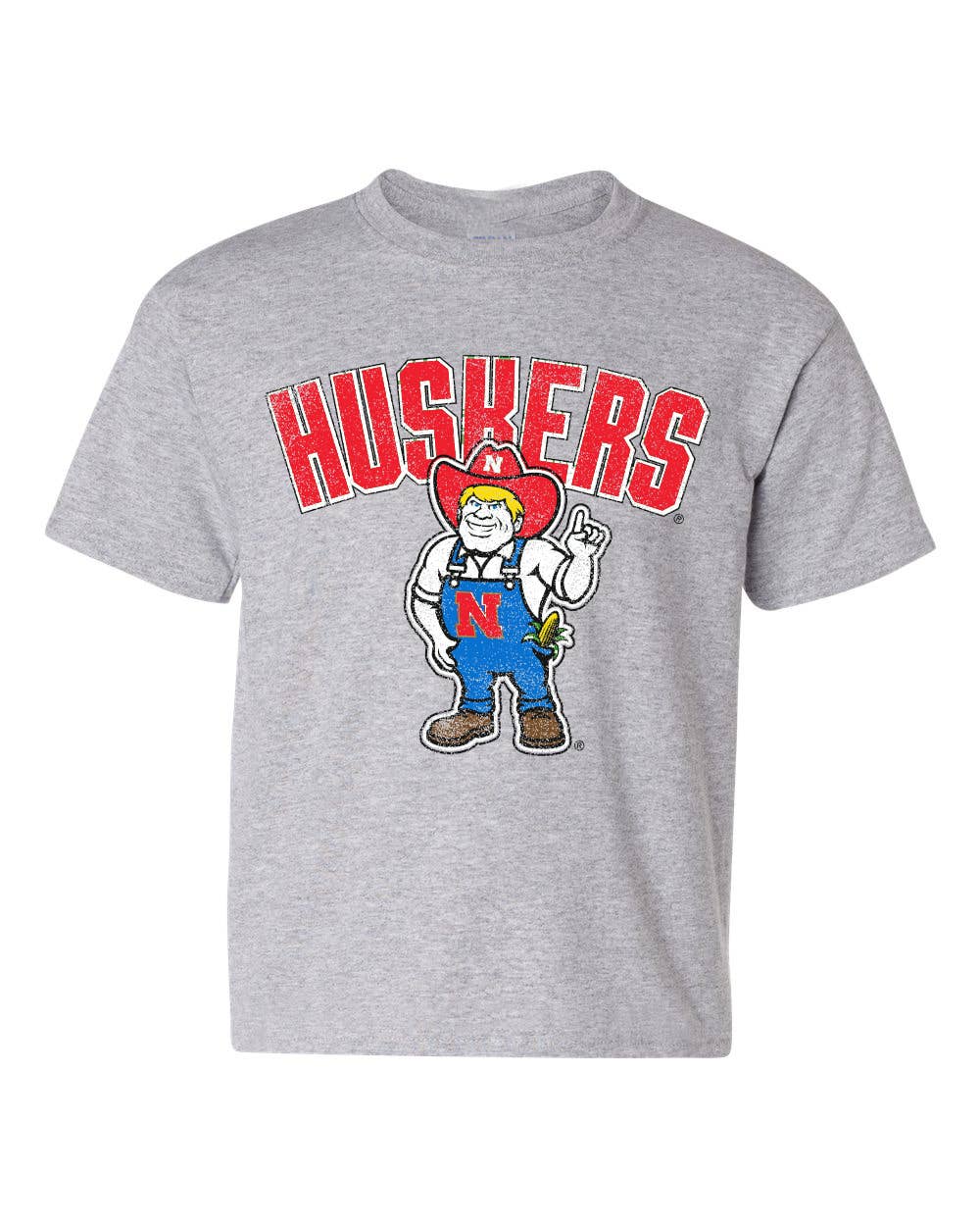 Children's Nebraska Huskers Cartoon Herbie Gray Tee Hoodie, Sweatshirt | PodTeesHub.com