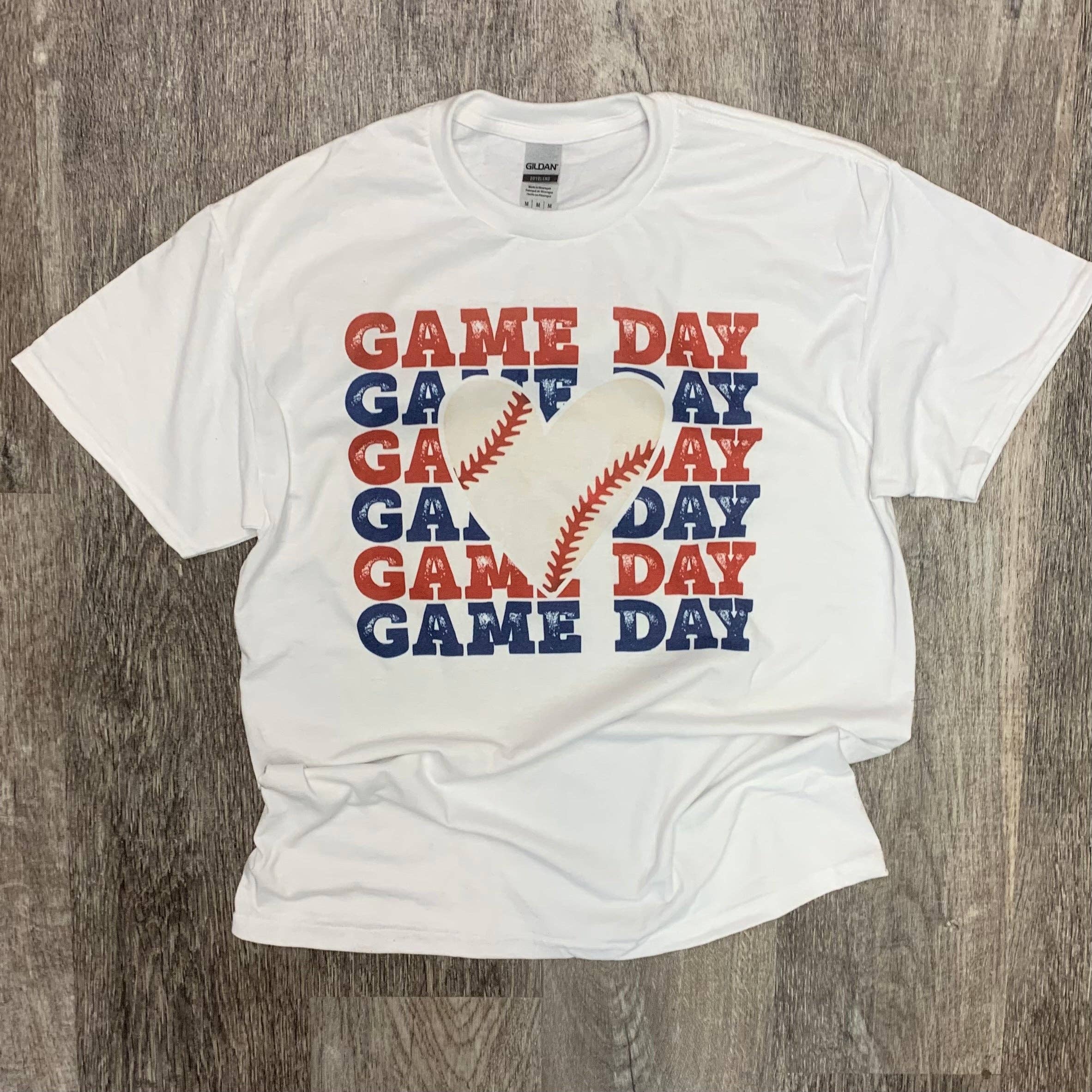 Baseball Game Day Stacked On White Tee Hoodie, Sweatshirt | PodTeesHub.com
