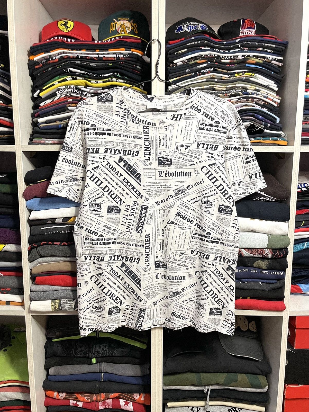 Sandro Paris Newspaper All Over Print Galliano Style T Shirt Hoodie, Sweatshirt | PodTeesHub.com