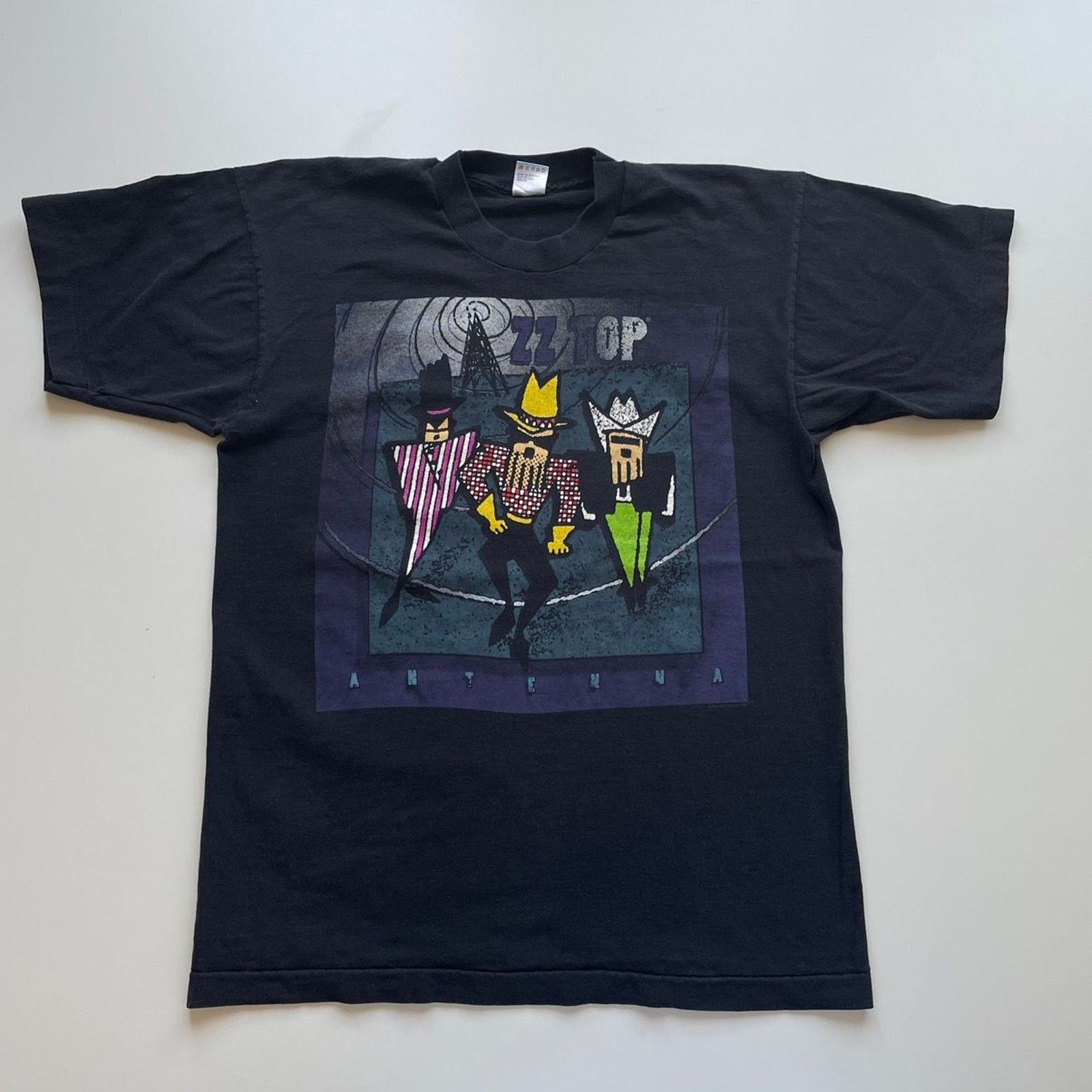 Band Tees Vintage 90s Zz Top Antenna World Tour T Shirt Large Faded Hoodie, Sweatshirt | PodTeesHub.com
