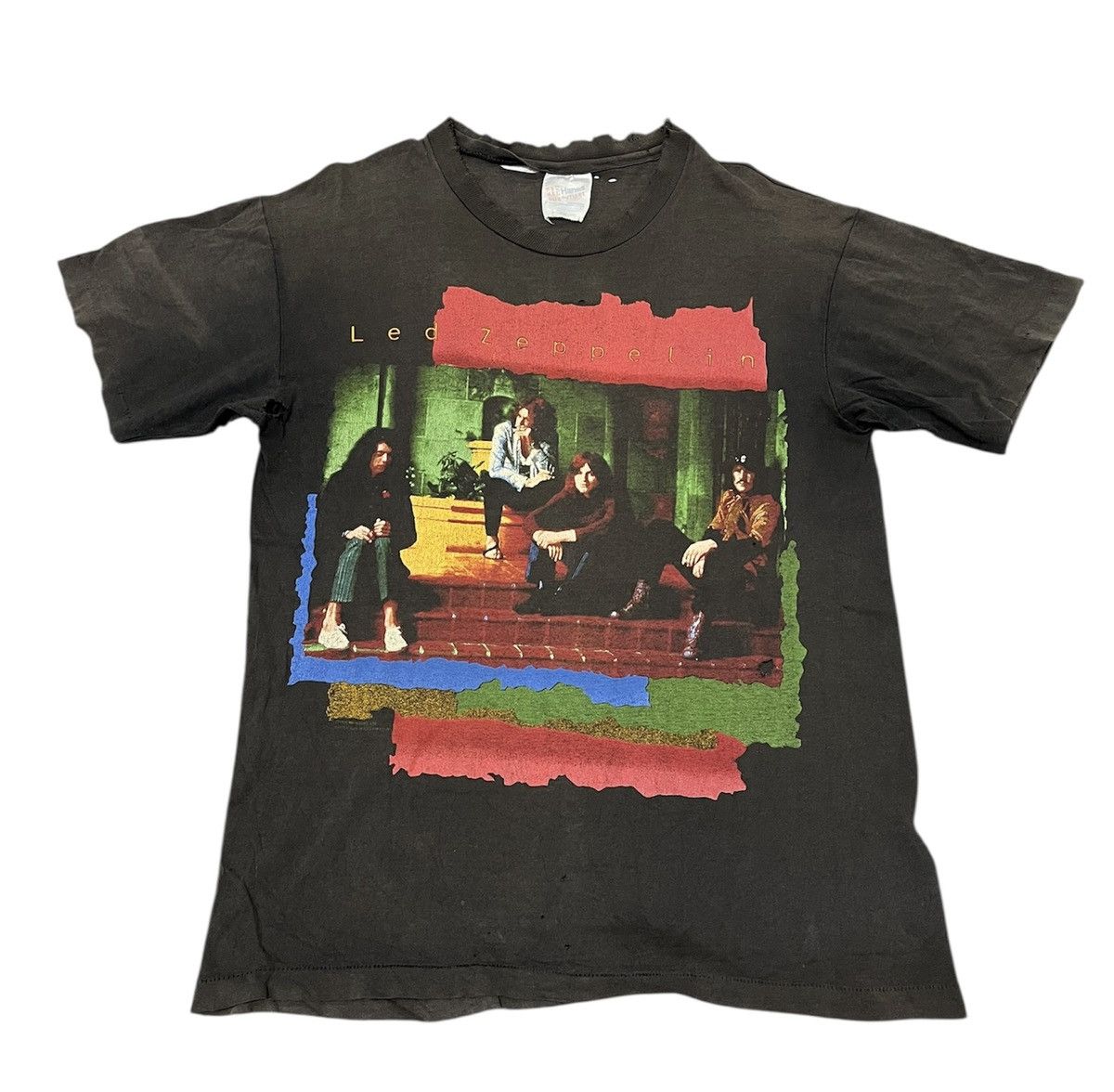Vintage 90s Led Zeppelin Sun Faded Distressed Thrashed Tee Hoodie, Sweatshirt | PodTeesHub.com