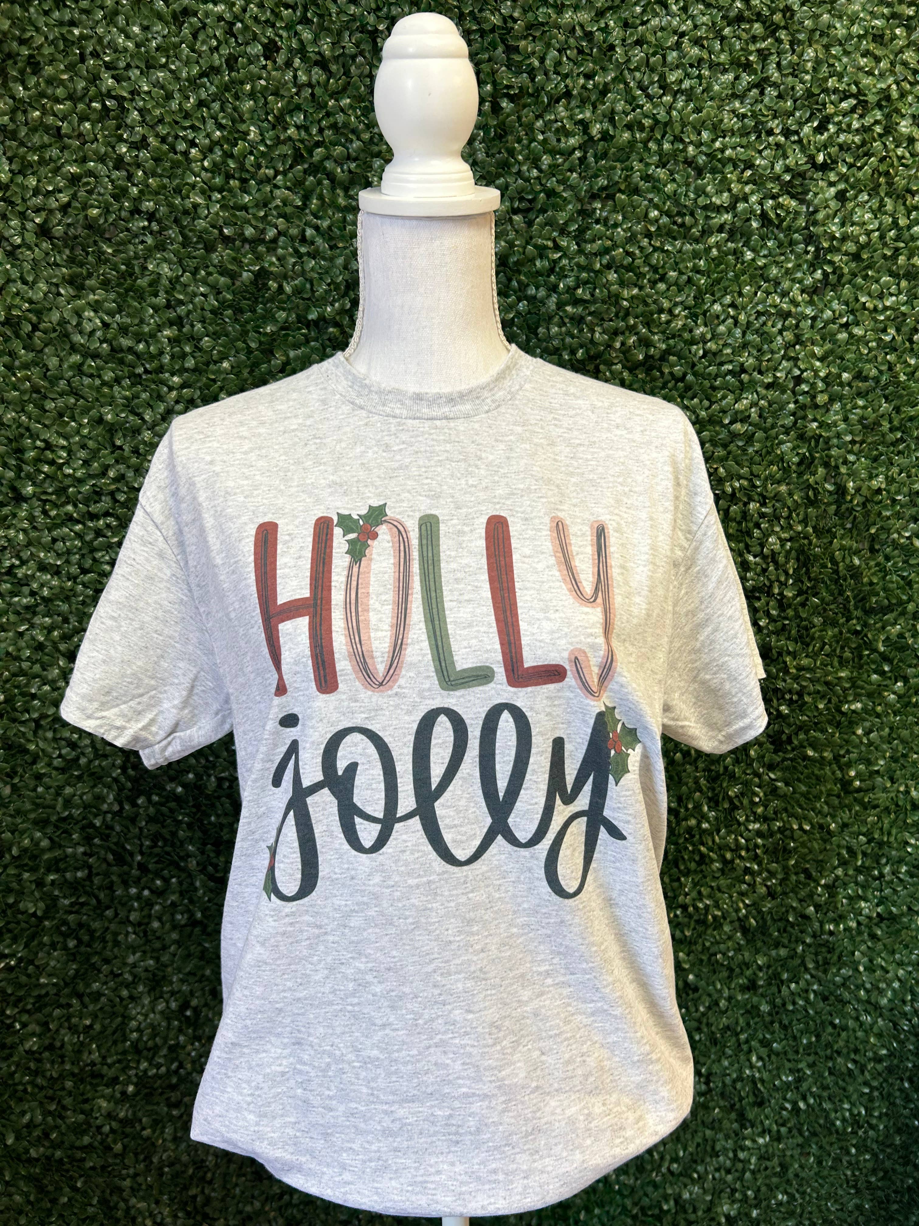 Holly Jolly On Ash Gray Tee Hoodie, Sweatshirt | PodTeesHub.com