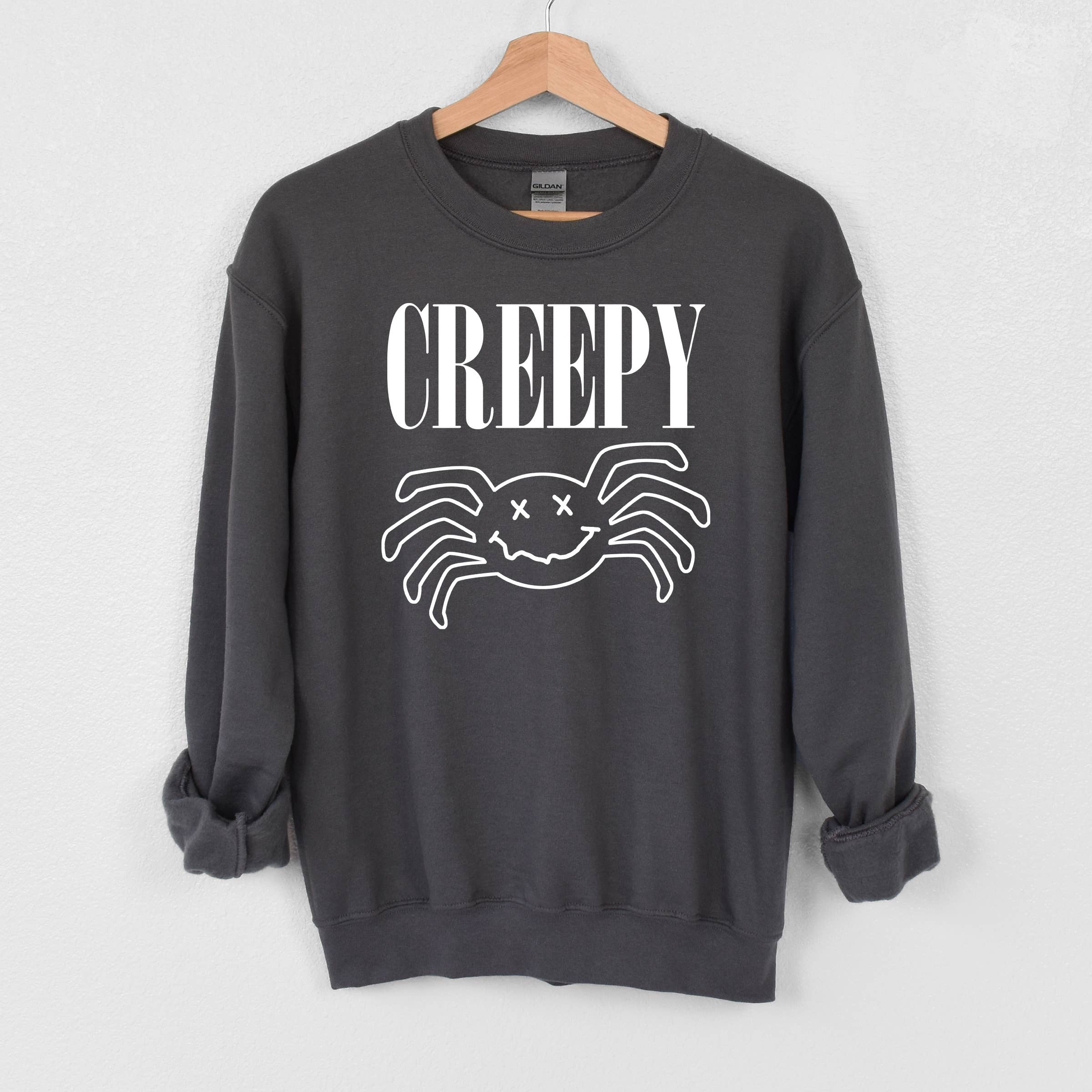 Creepy Spider Crewneck Sweatshirt | Halloween | Sizes S-2XL T-Shirts, Hoodie | PodTeesHub.com
