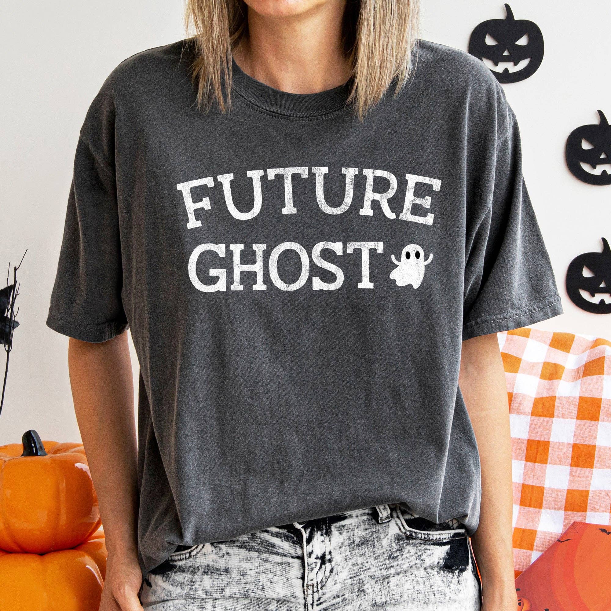 Future Ghost Retro Halloween T-Shirt White Print Hoodie, Sweatshirt | PodTeesHub.com