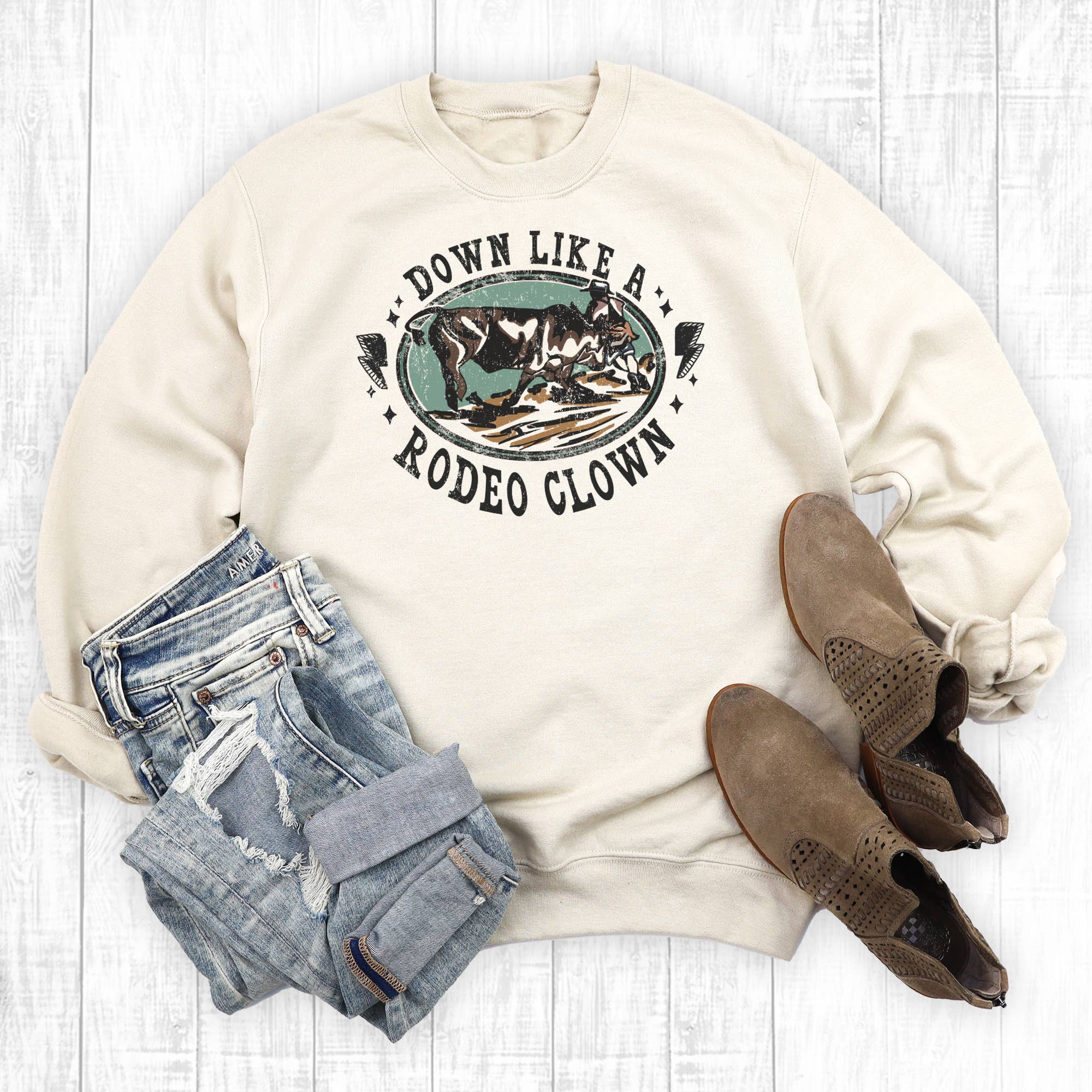 Western Down Like A Rodeo Clown Sweatshirt T-Shirts, Hoodie | PodTeesHub.com