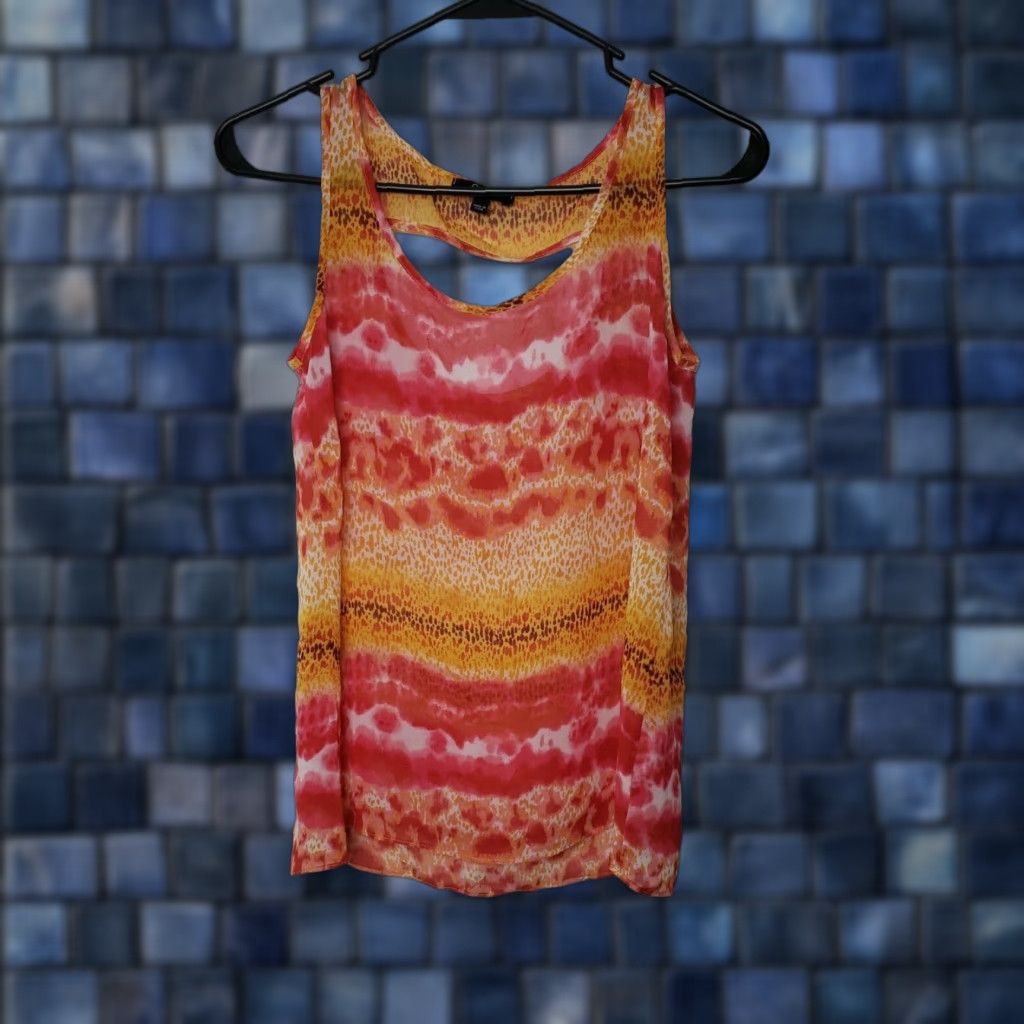 Vintage Soprano Blouse Women Xs Red Yellow Tie Dye Open Back Usa Made Womens T-Shirts, Hoodie, Sweatshirt | PodTeesHub.com