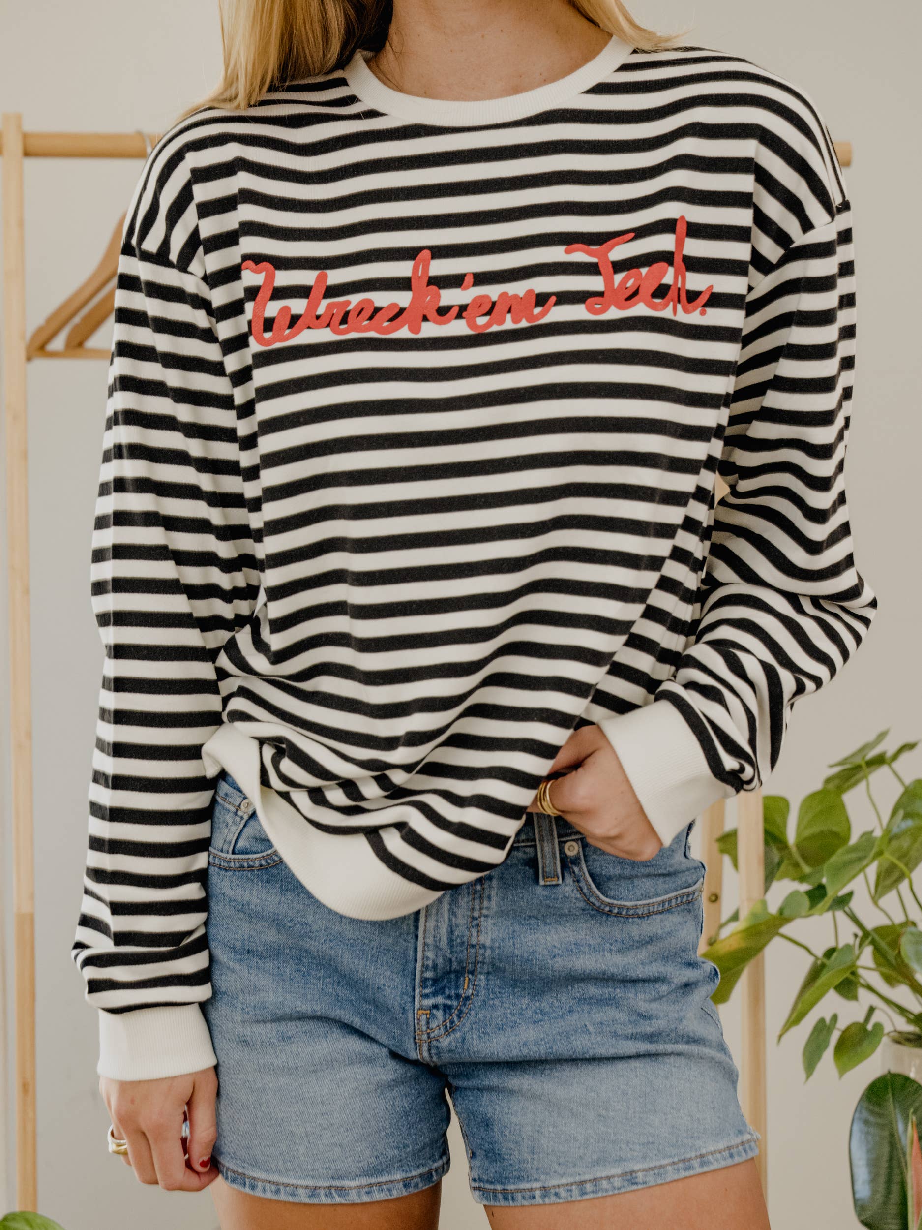 Texas Tech Simple Script Bk/Wt Stripe Hi-Dive Sweatshirt T-Shirts, Hoodie | PodTeesHub.com
