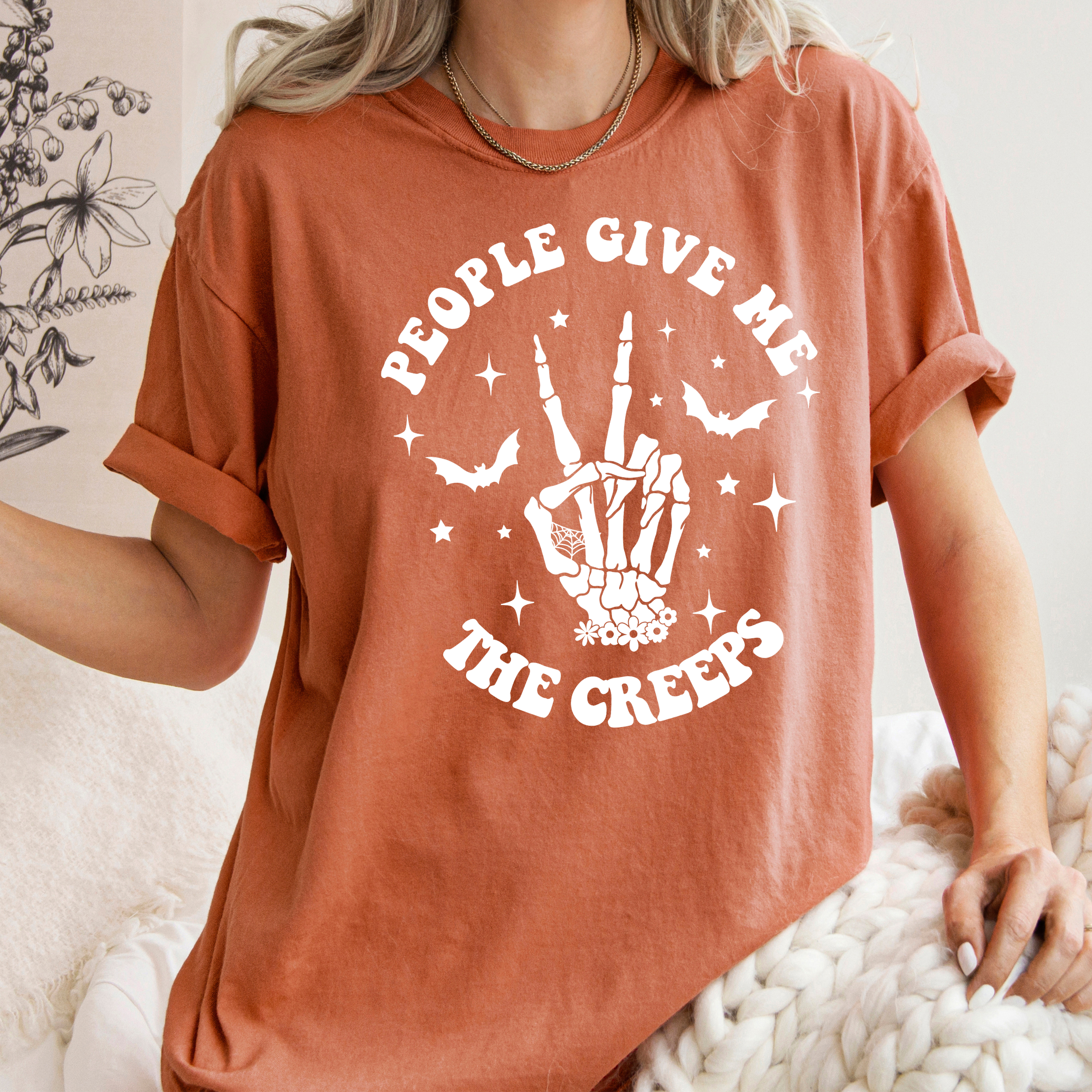 People Give Me the Creeps Graphic Fall Tee - Fall T-Shirt Hoodie, Sweatshirt | PodTeesHub.com